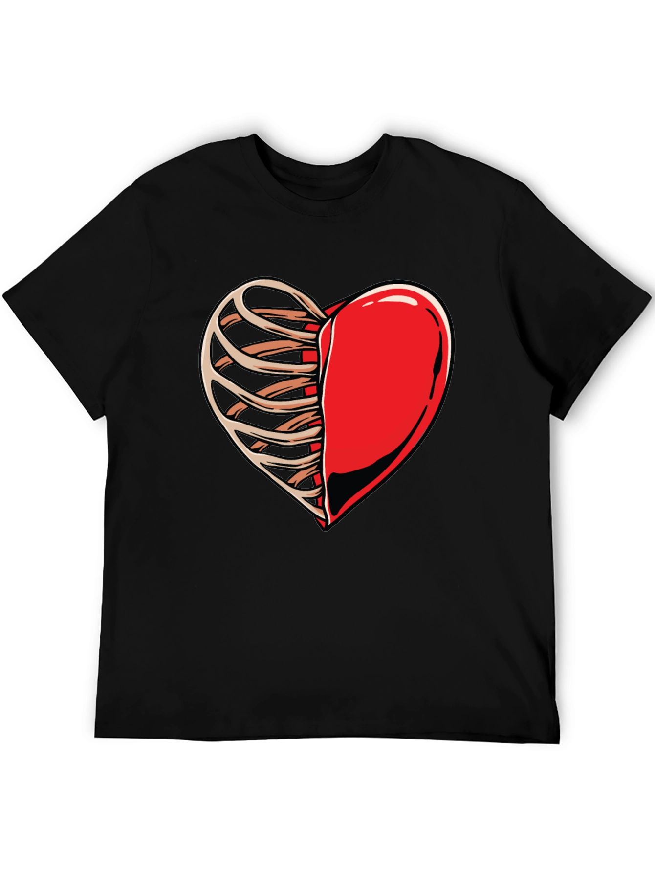 Half Heart Rib Cage Graphic Tee - Black