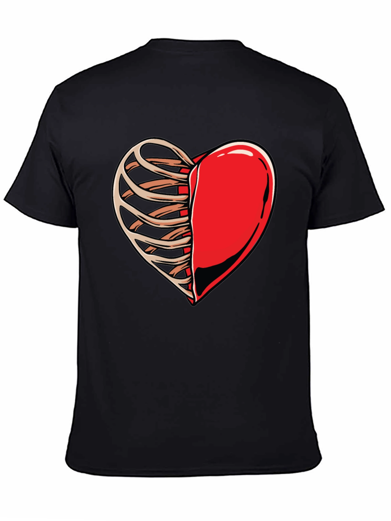 Half Heart Rib Cage Graphic Tee - Black