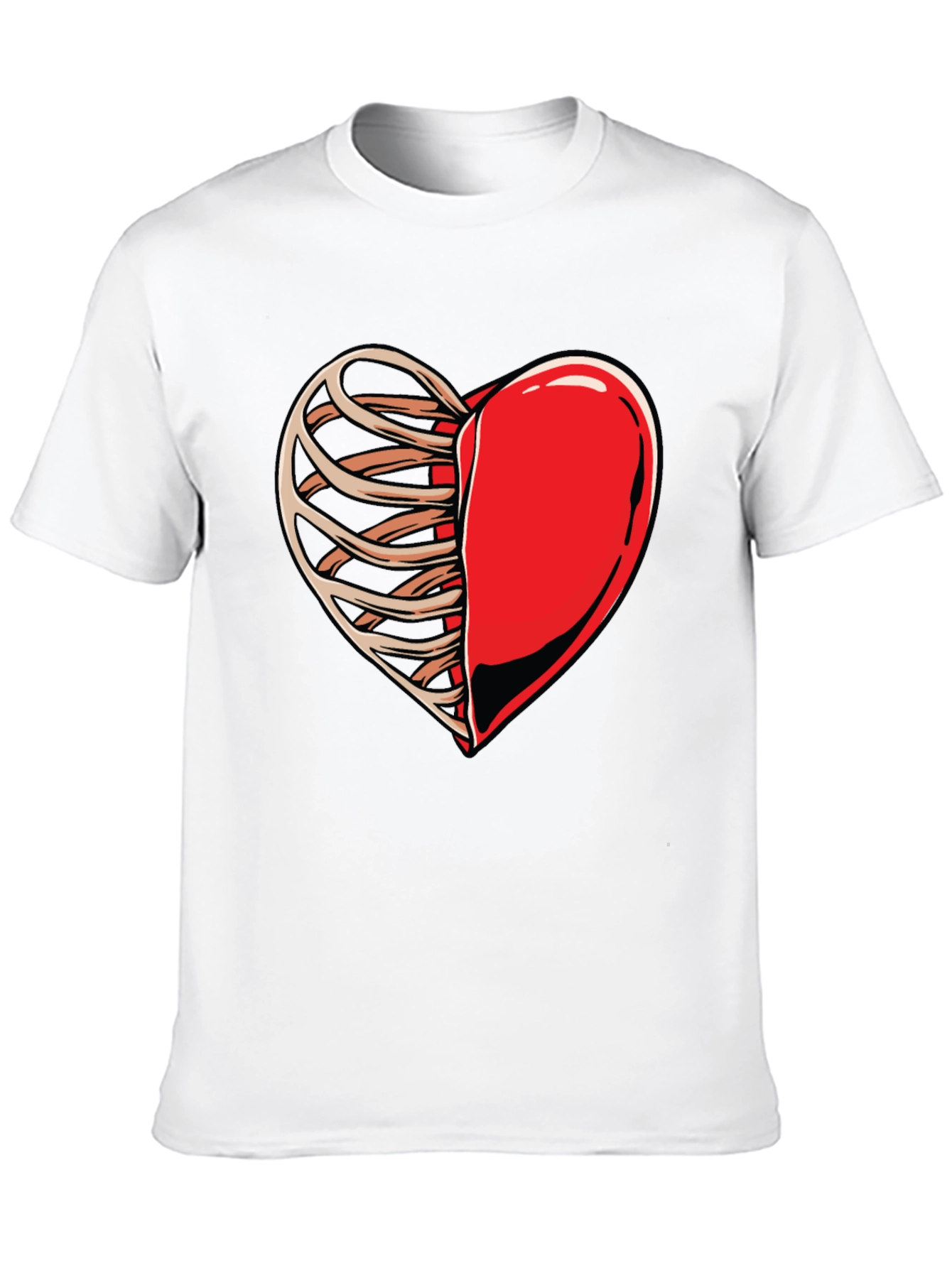 Half Heart Rib Cage Graphic Tee - Black