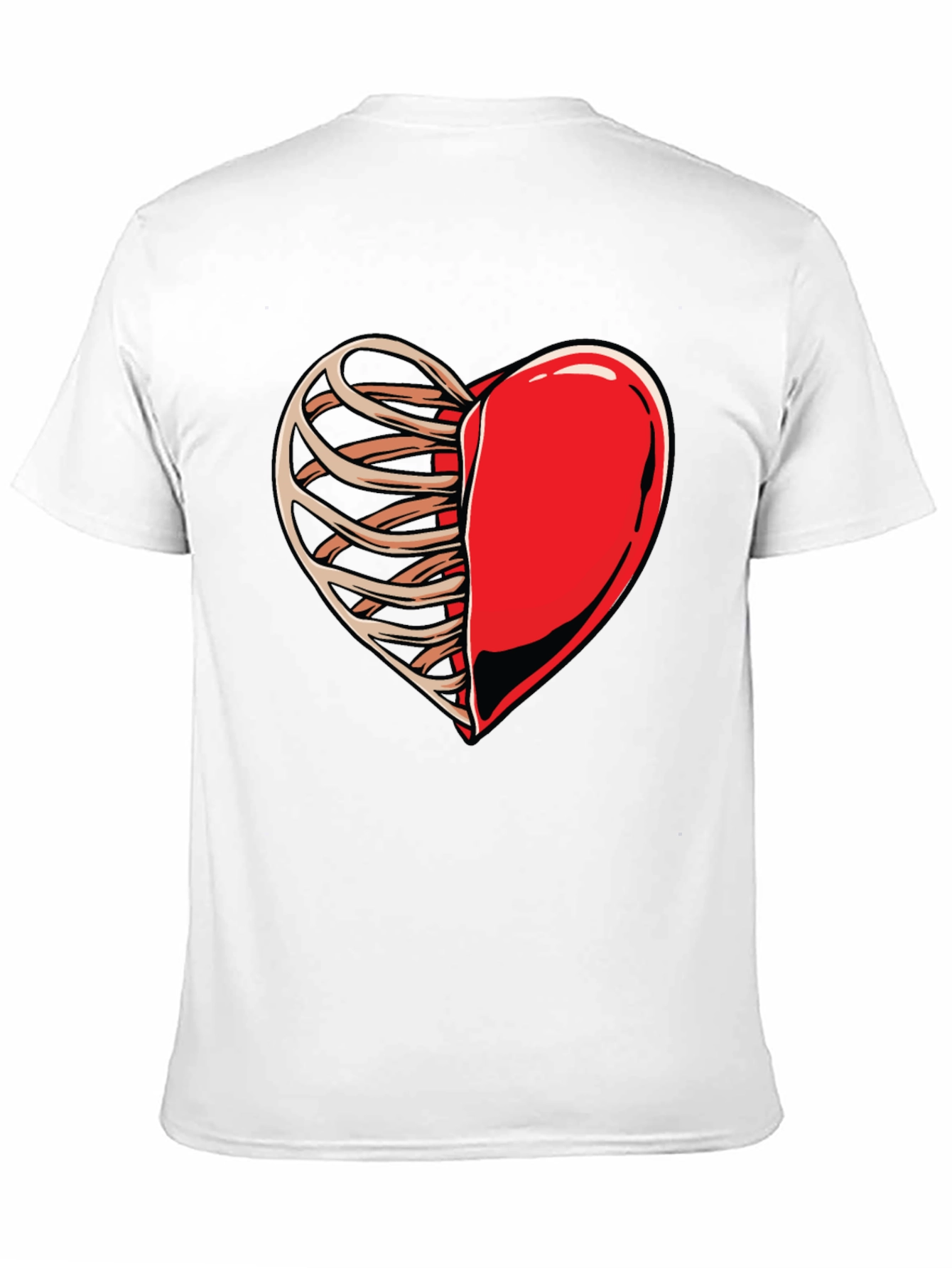 Half Heart Rib Cage Graphic Tee - Black