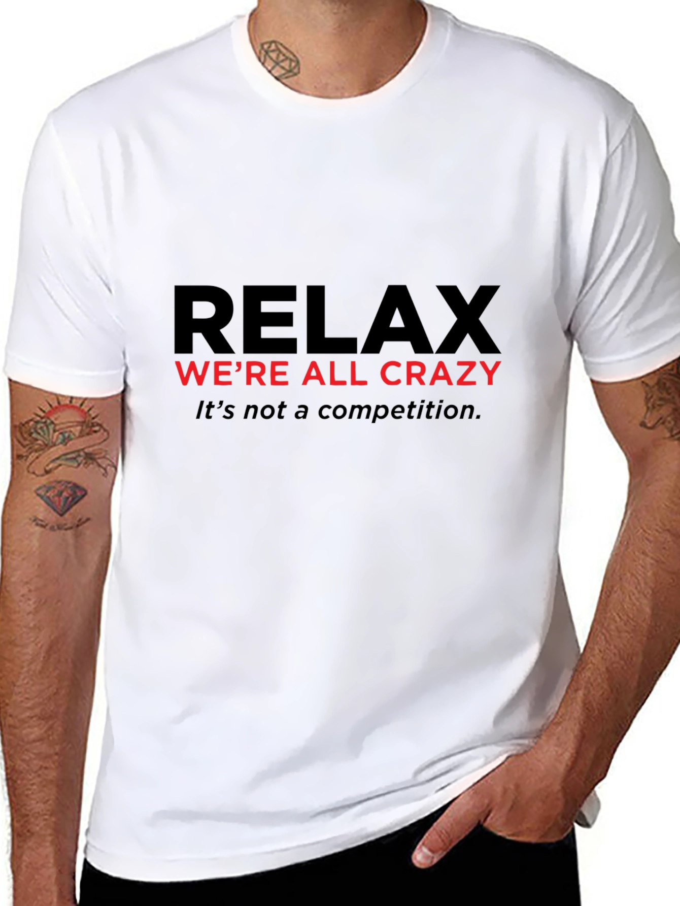Relax Crazy Graphic Tee - Mens Black Cotton T-Shirt