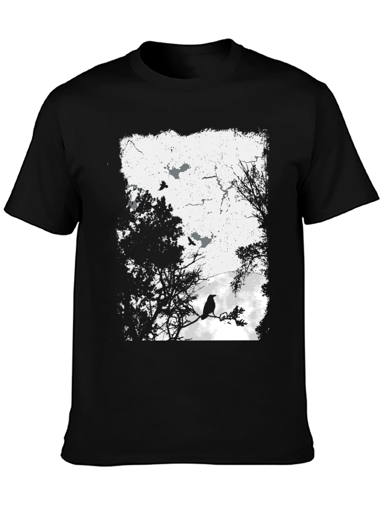 Raven Graphic Print Tee - Black