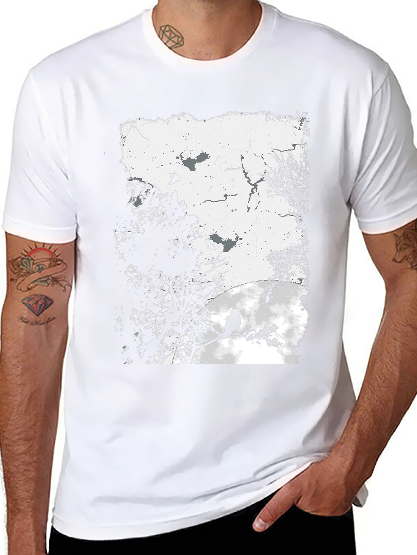 Raven Graphic Print Tee - Black