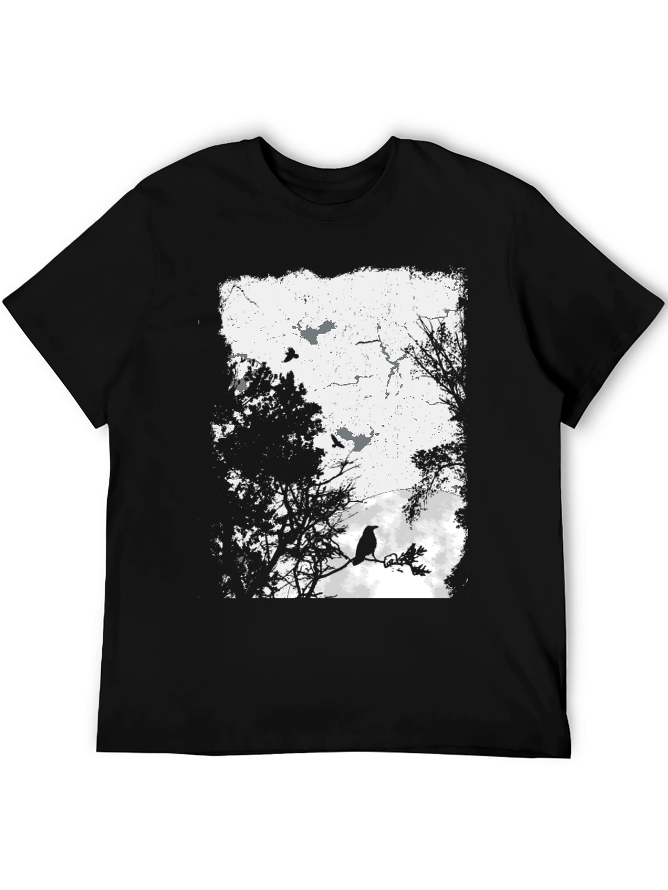 Raven Graphic Print Tee - Black