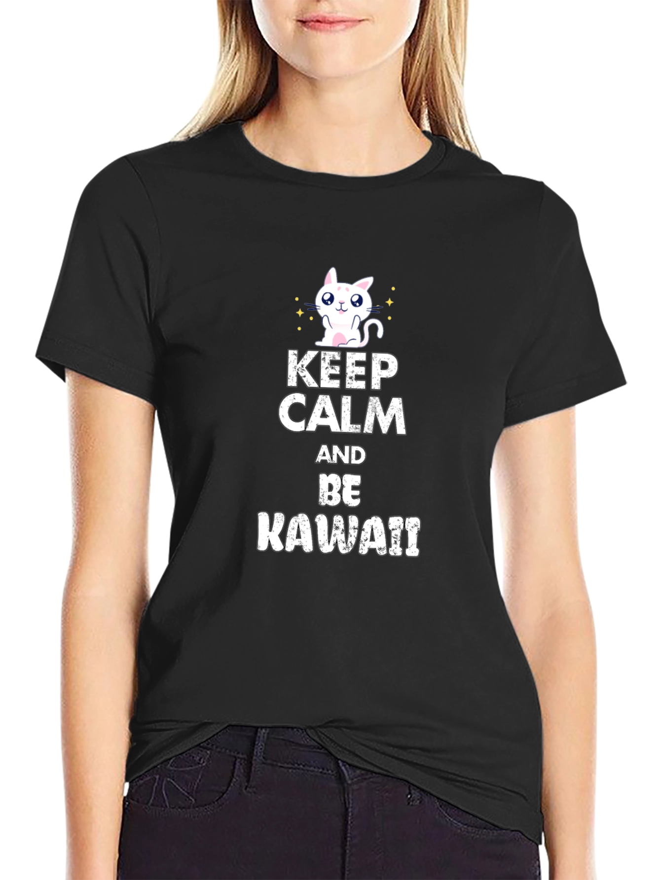 Keep Calm Be Kawaii Black T-Shirt