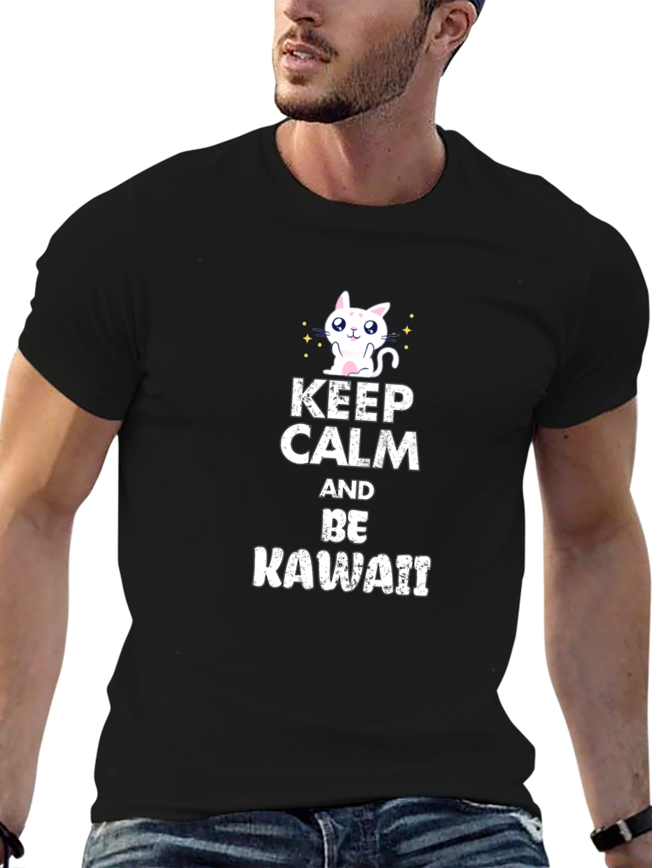 Keep Calm Be Kawaii Black T-Shirt