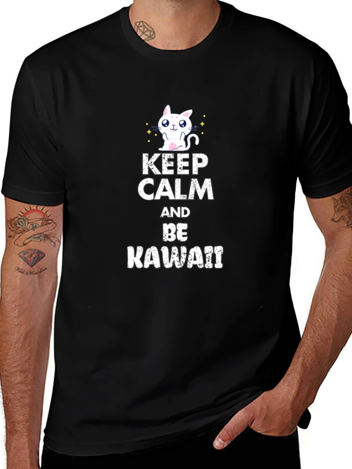 Keep Calm Be Kawaii Black T-Shirt