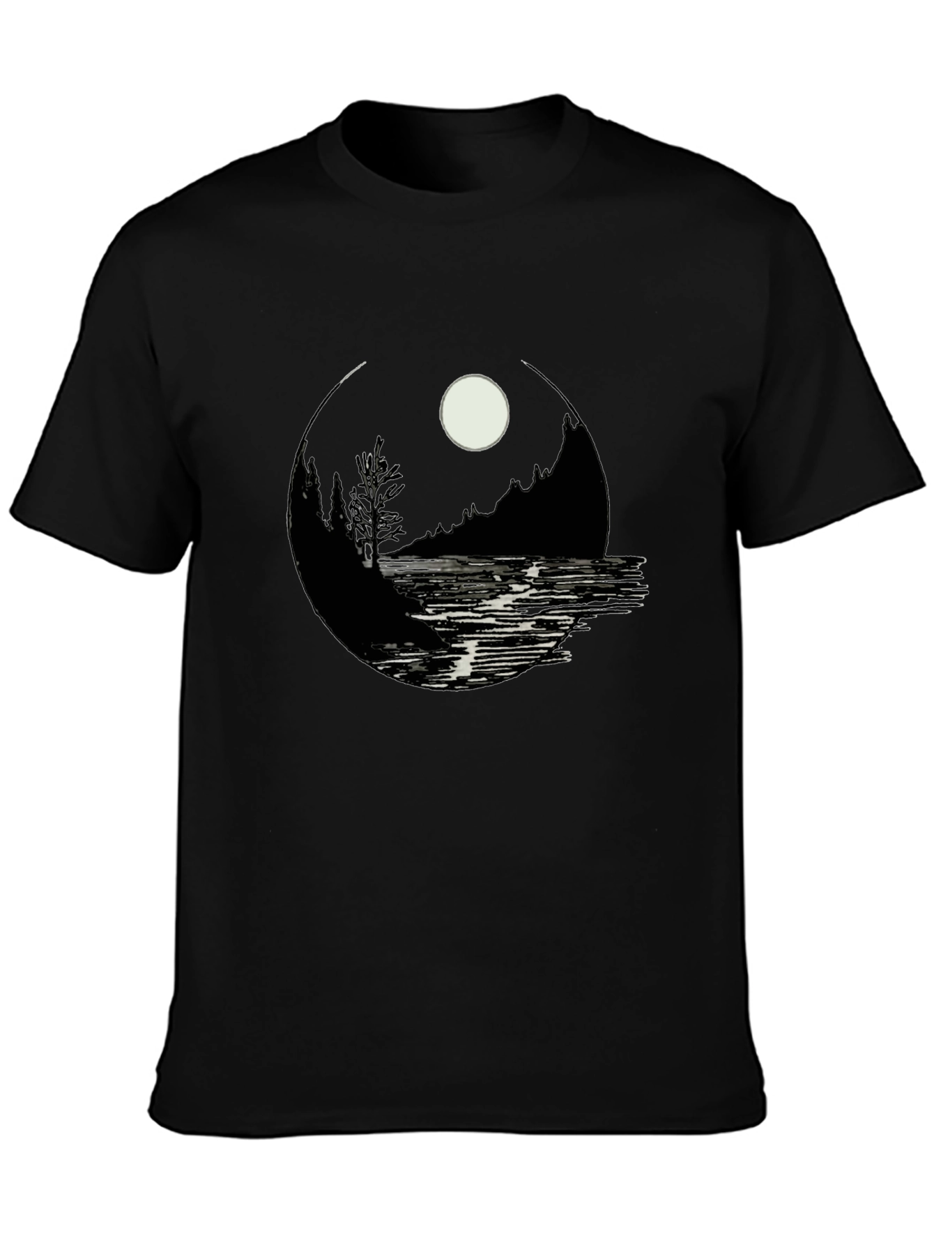 Nature Scene Graphic Black T-Shirt