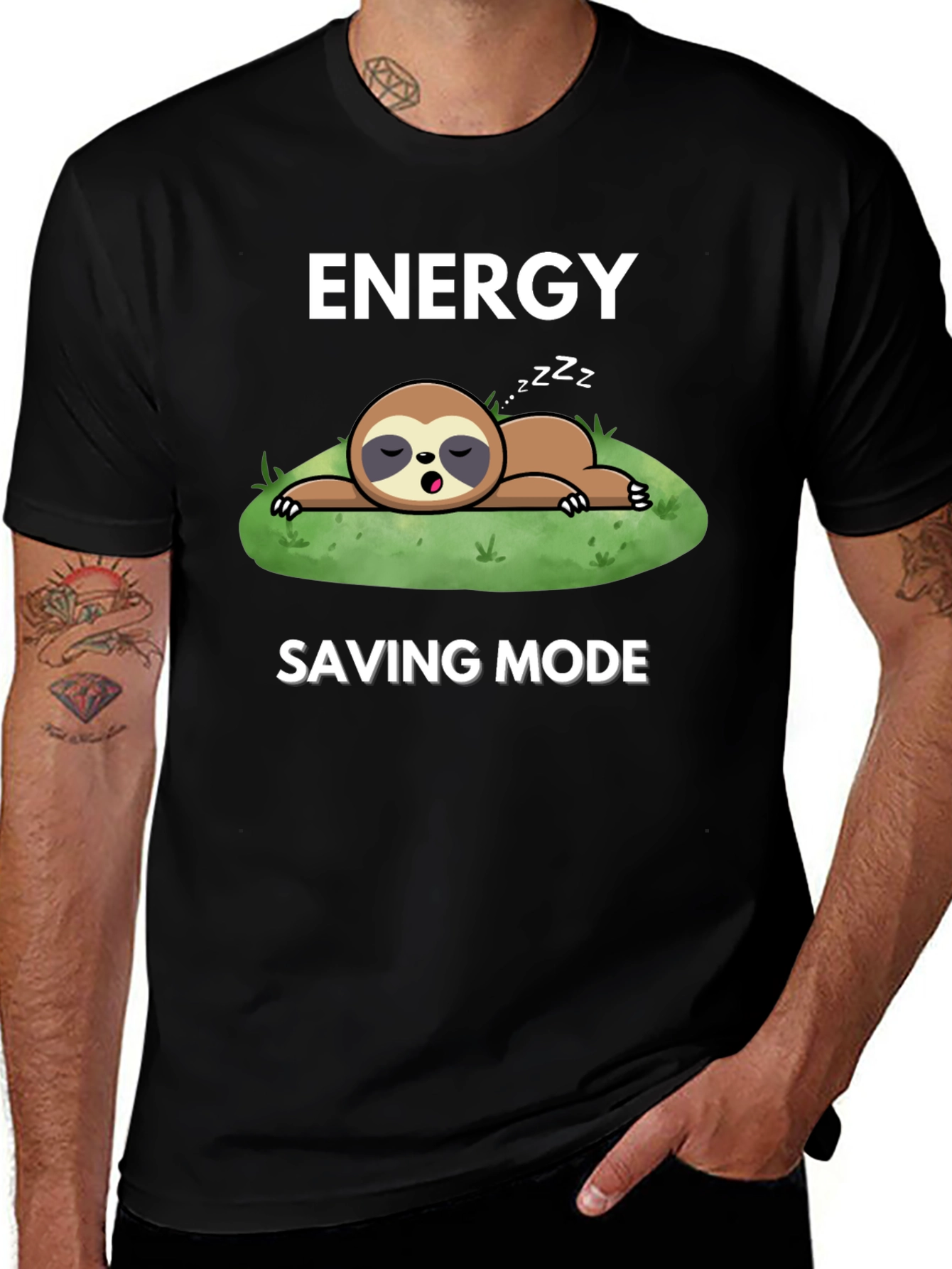 Energy Saving Mode Sloth Graphic T-Shirt