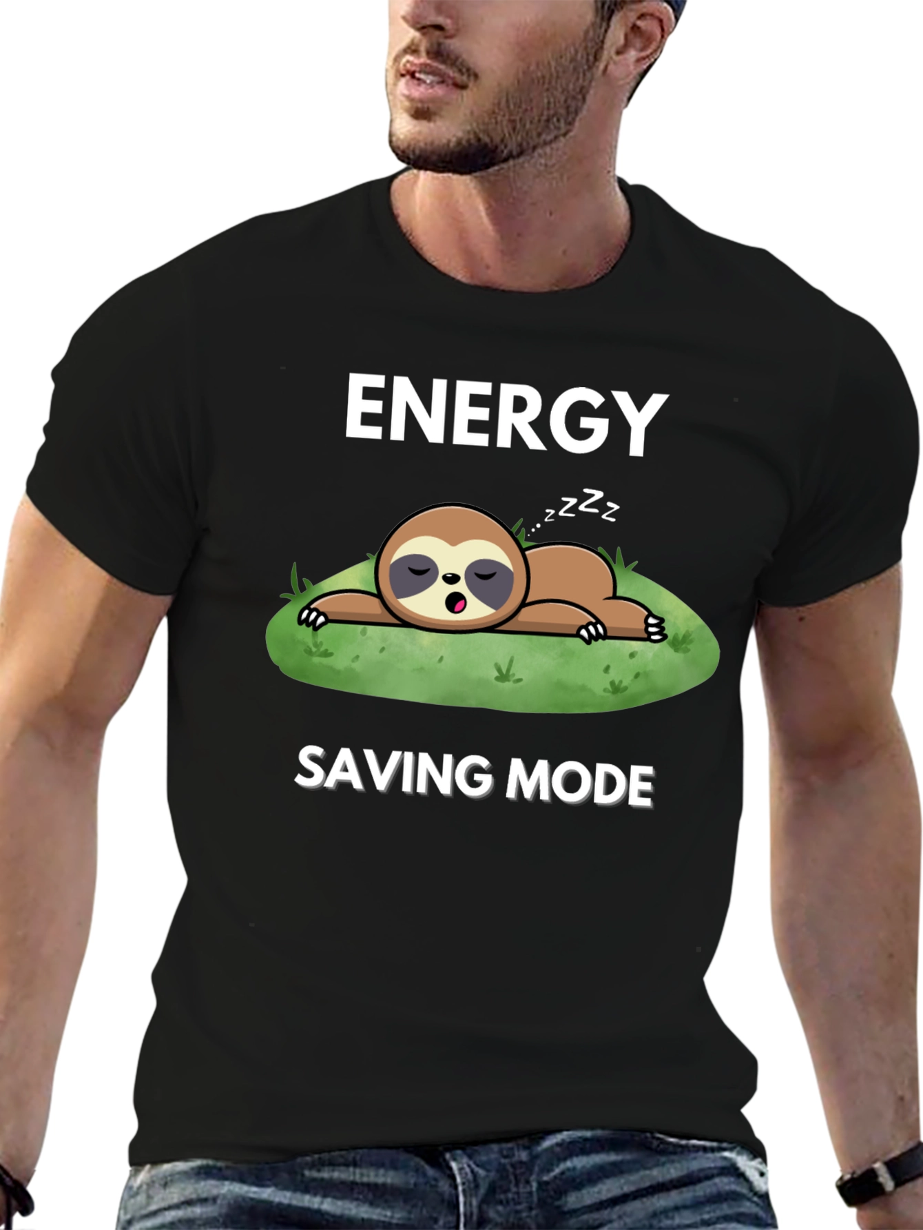 Energy Saving Mode Sloth Graphic T-Shirt