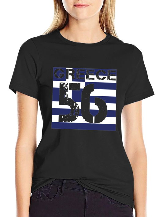 Greece Flag T-Shirt - Black Cotton Tee