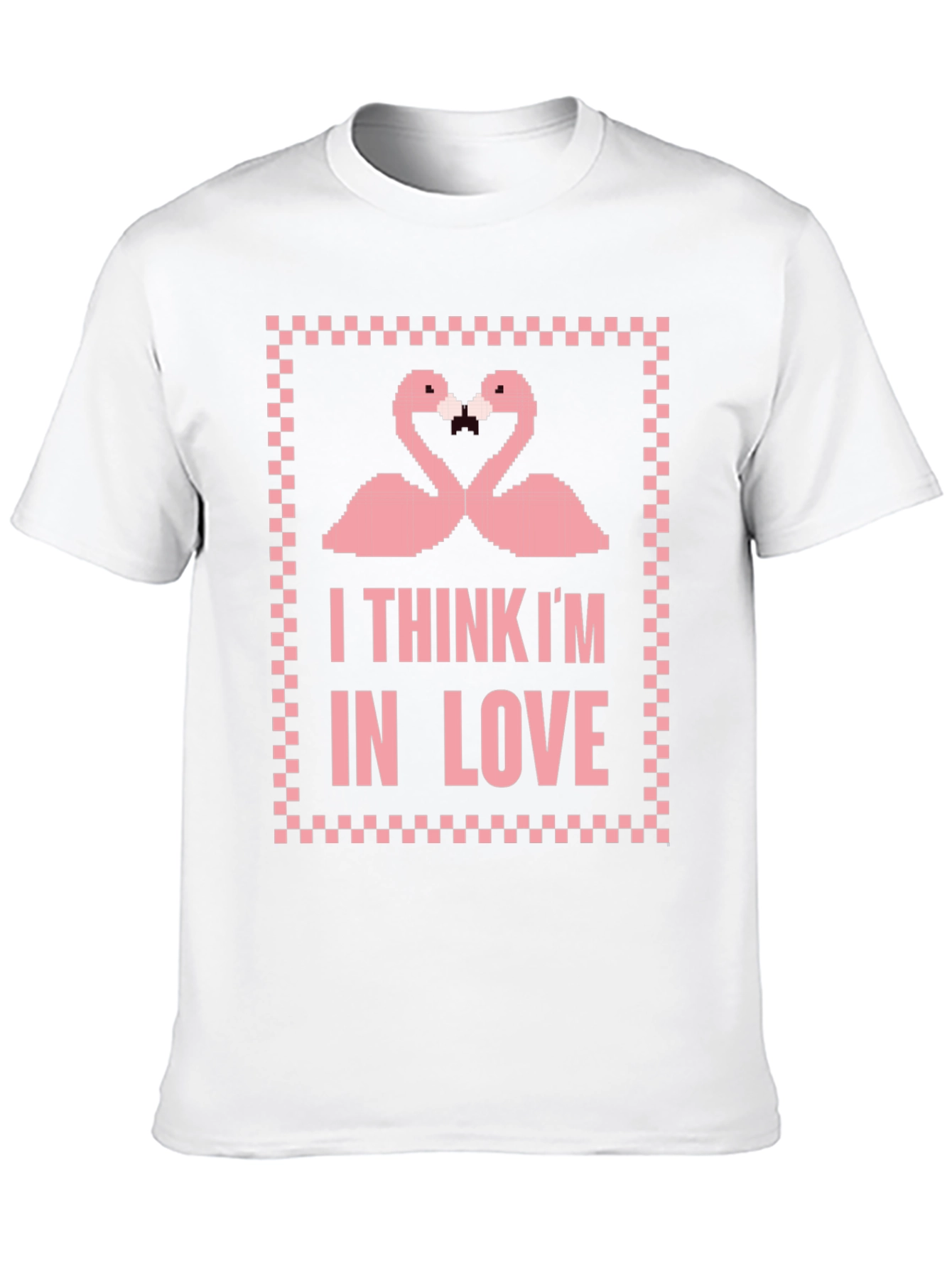 Flamingo Love Pixel Graphic T-Shirt