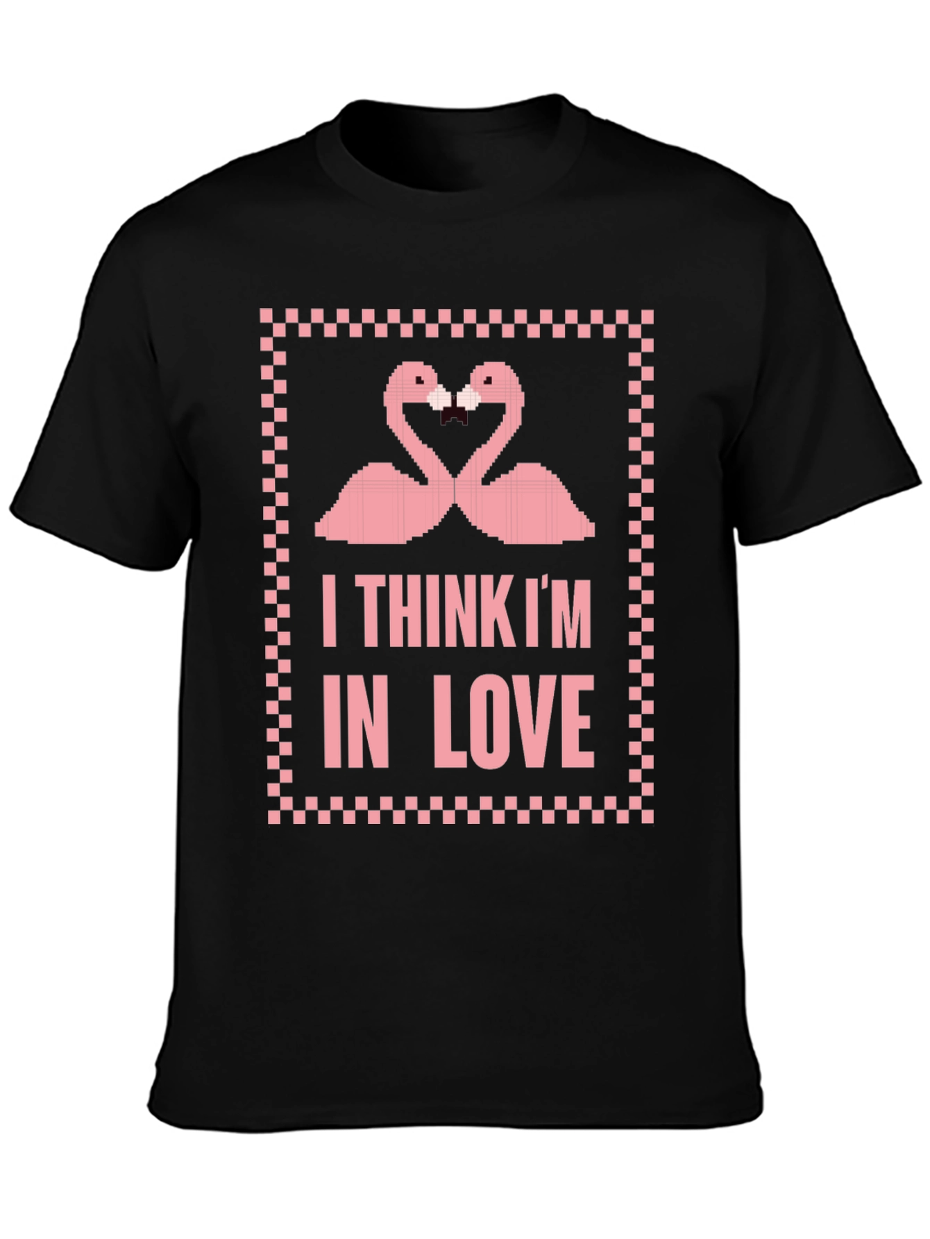 Flamingo Love Pixel Graphic T-Shirt