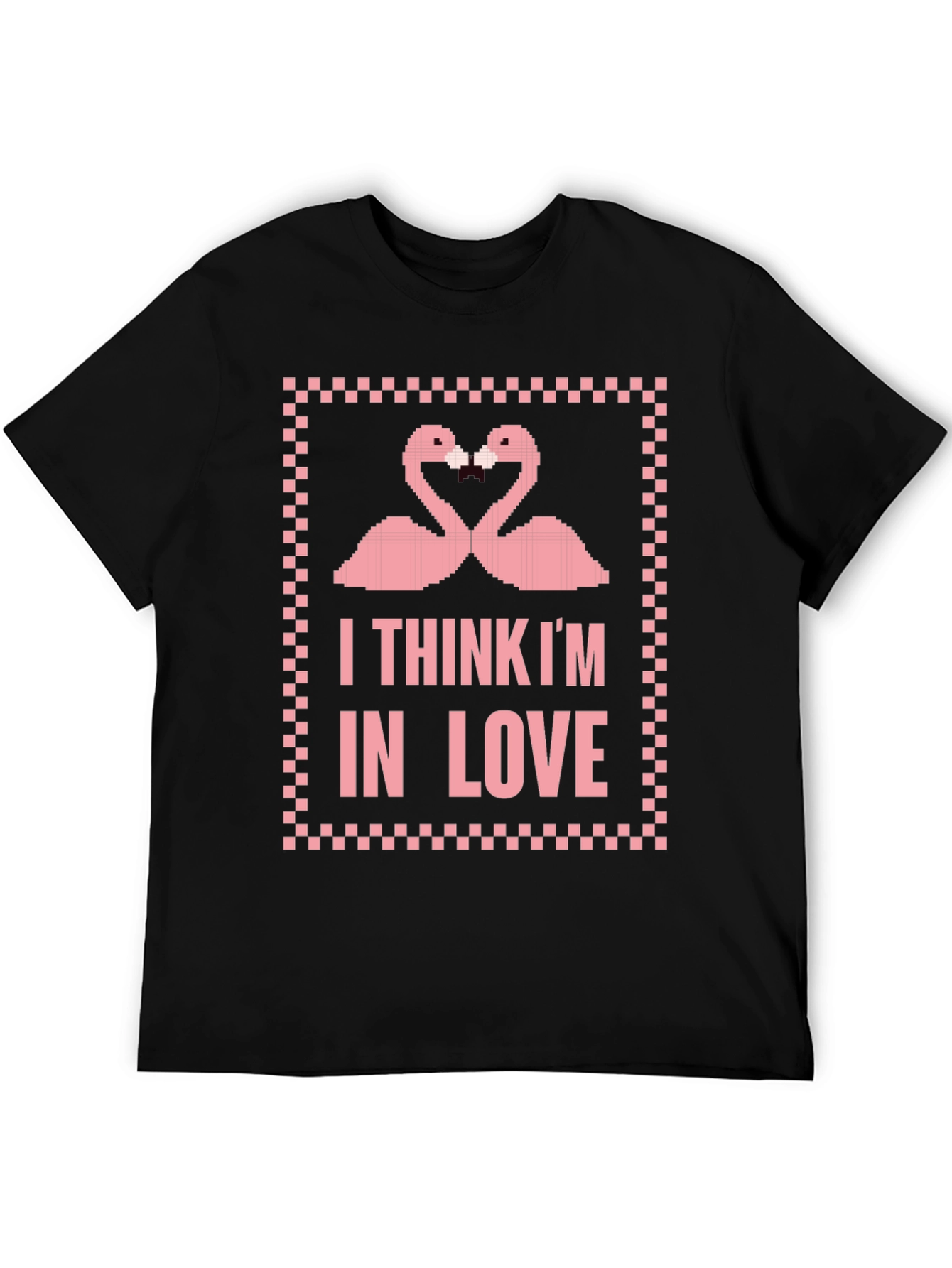Flamingo Love Pixel Graphic T-Shirt