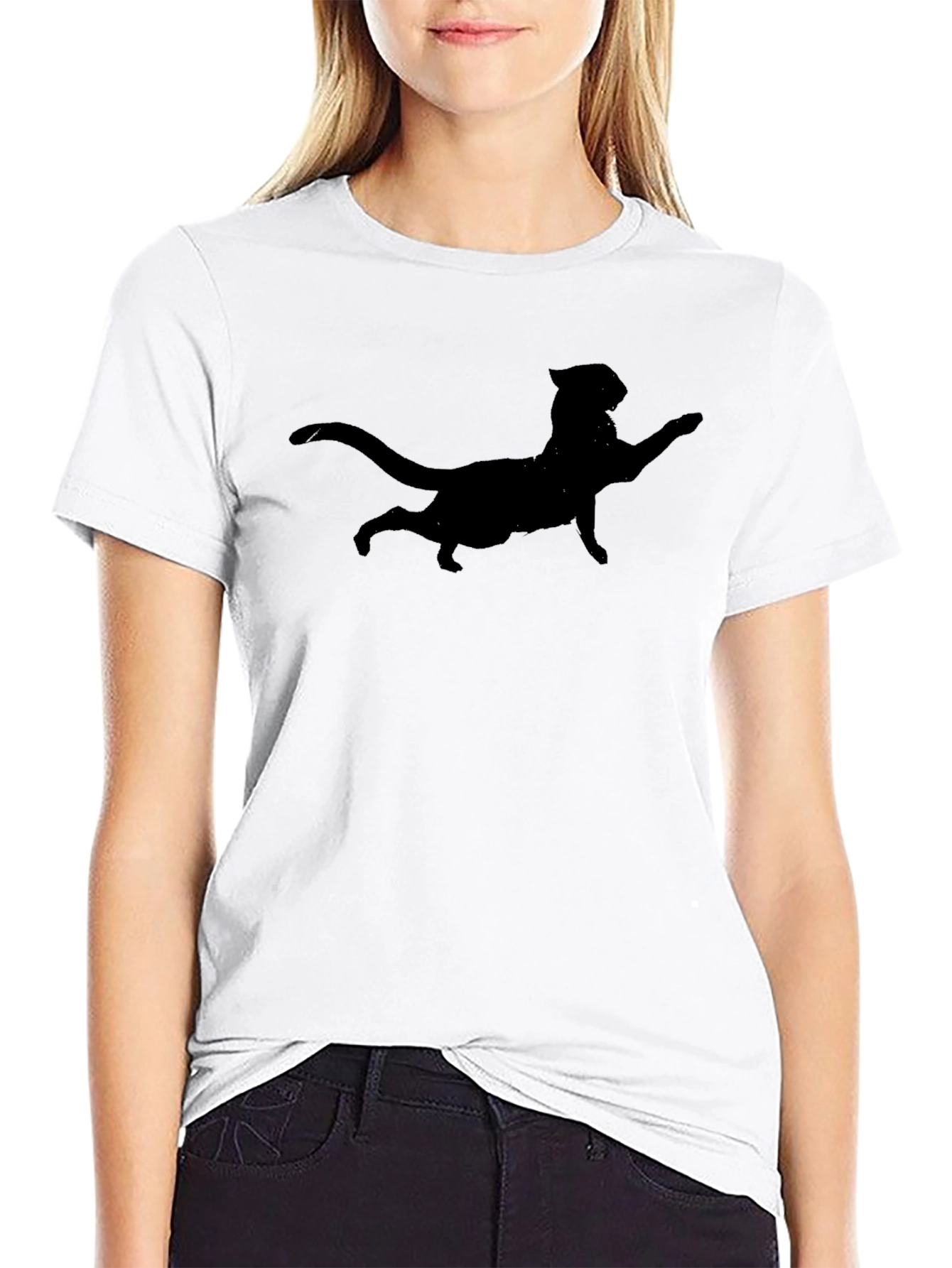 Black Cat Silhouette T-Shirt - Stylish Tee