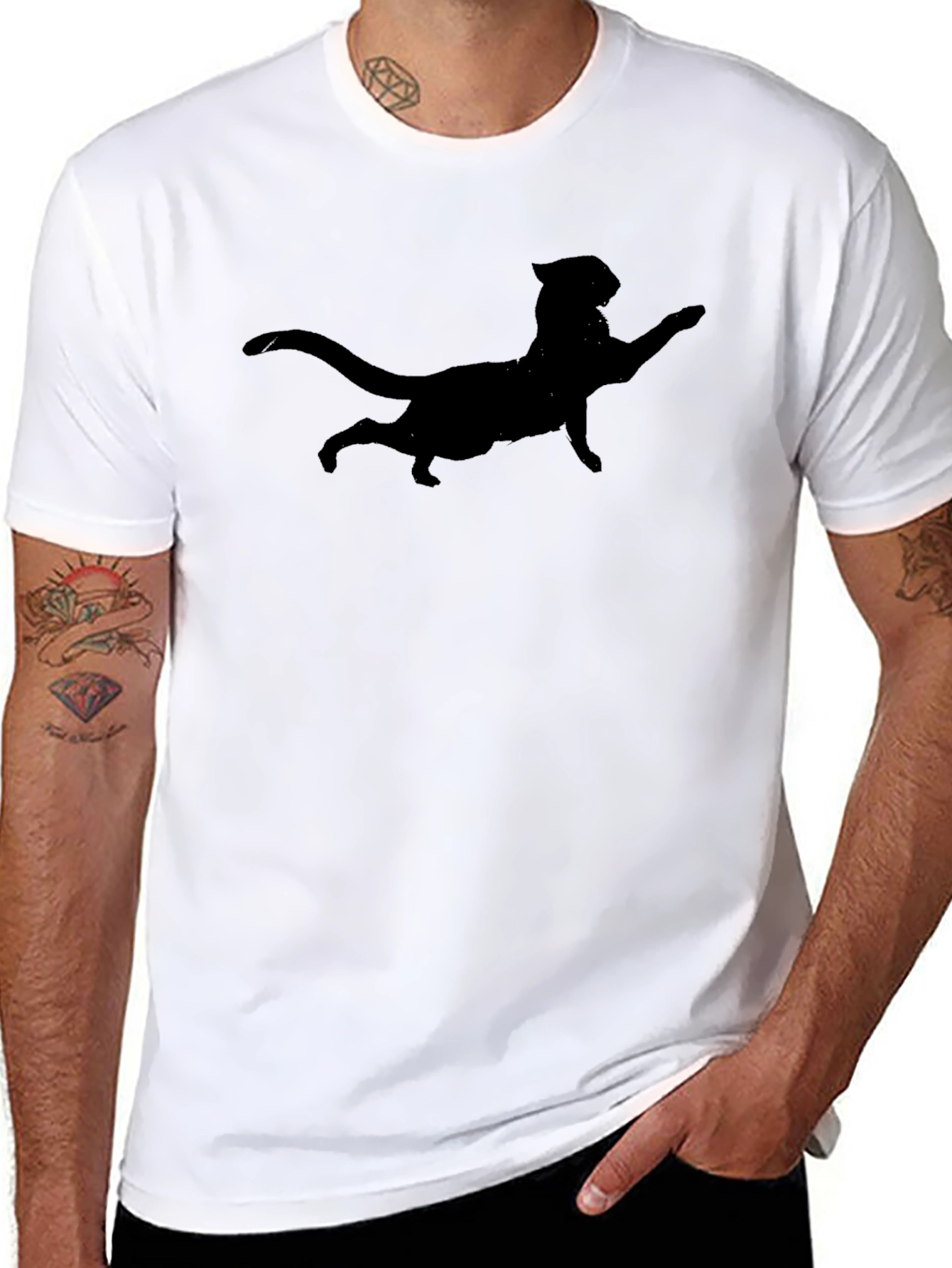 Black Cat Silhouette T-Shirt - Stylish Tee