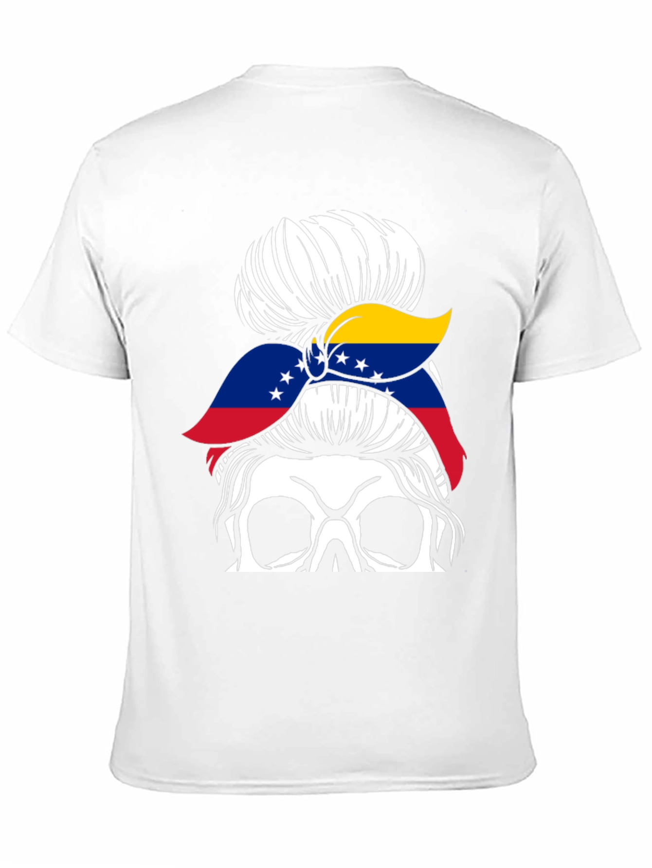 Venezuela Flag Messy Bun Skull T-Shirt