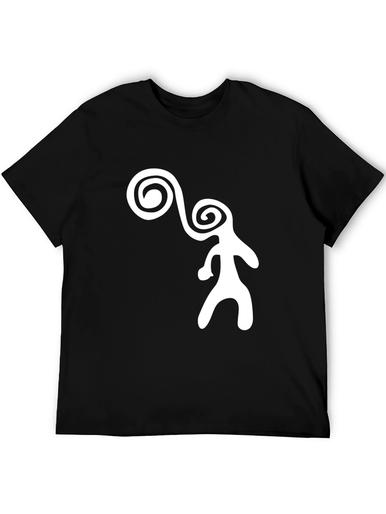 Abstract Figure Graphic Tee - Black Cotton Casual T-Shirt