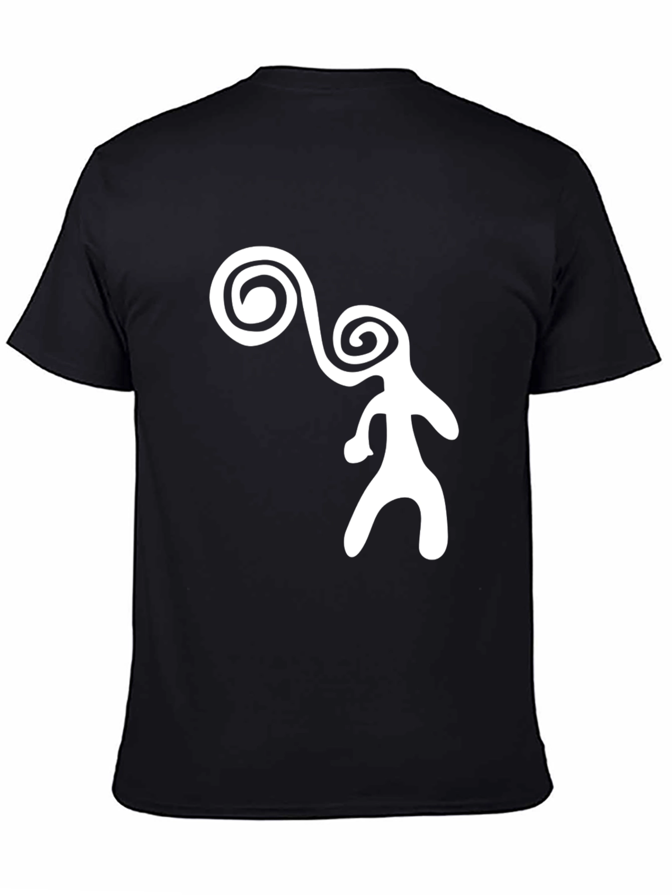 Abstract Figure Graphic Tee - Black Cotton Casual T-Shirt