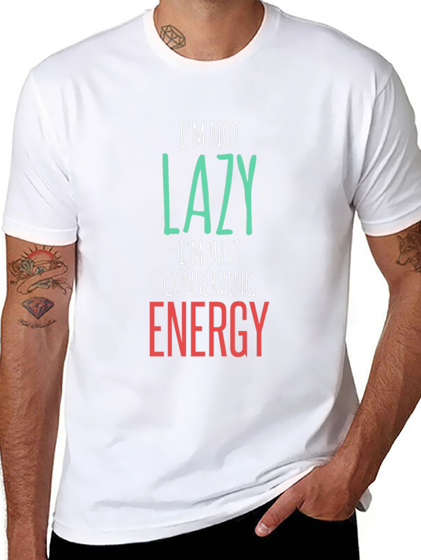 Funny Lazy Conserving Energy Graphic Tee Shirt