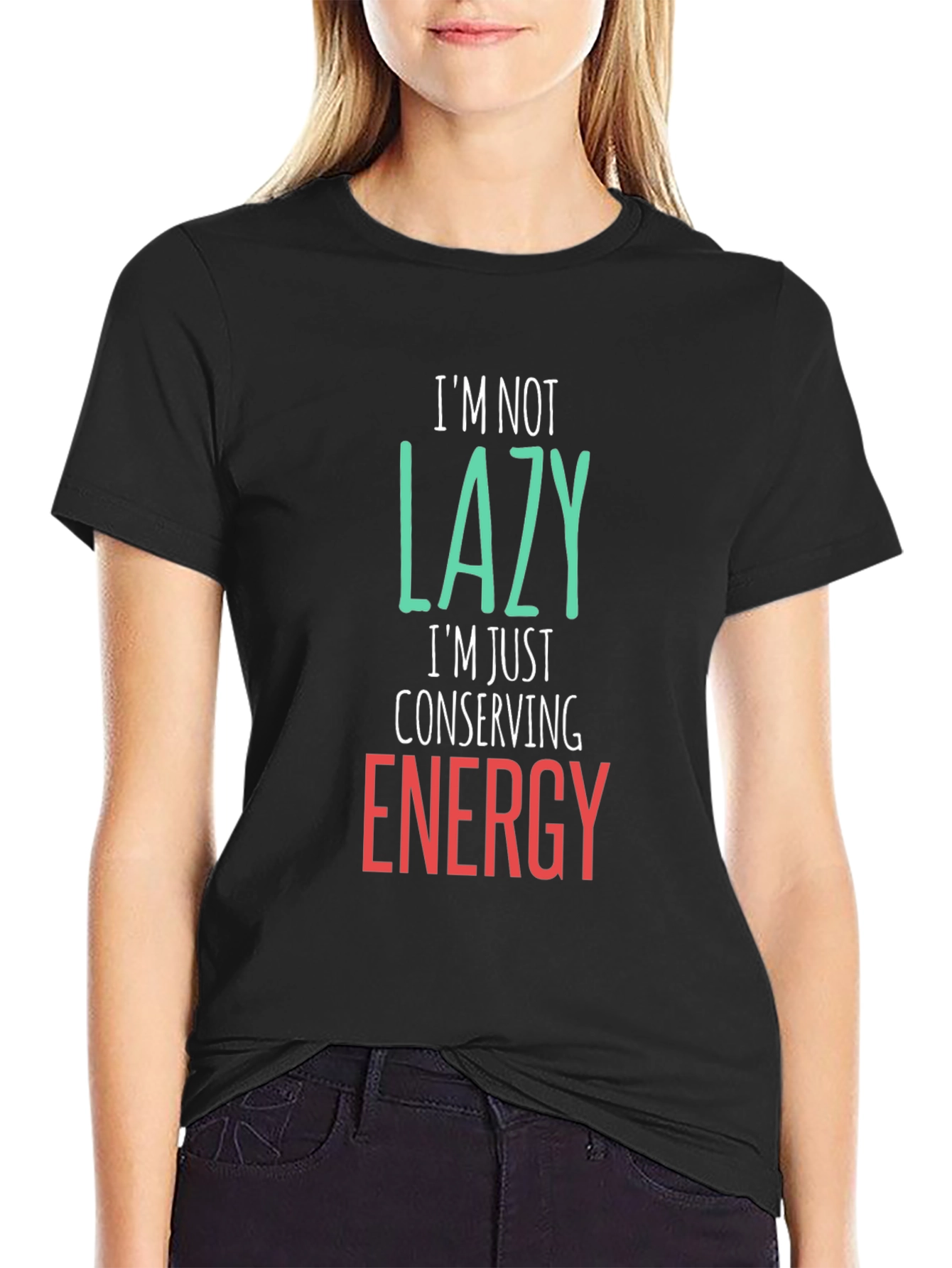 Funny Lazy Conserving Energy Graphic Tee Shirt