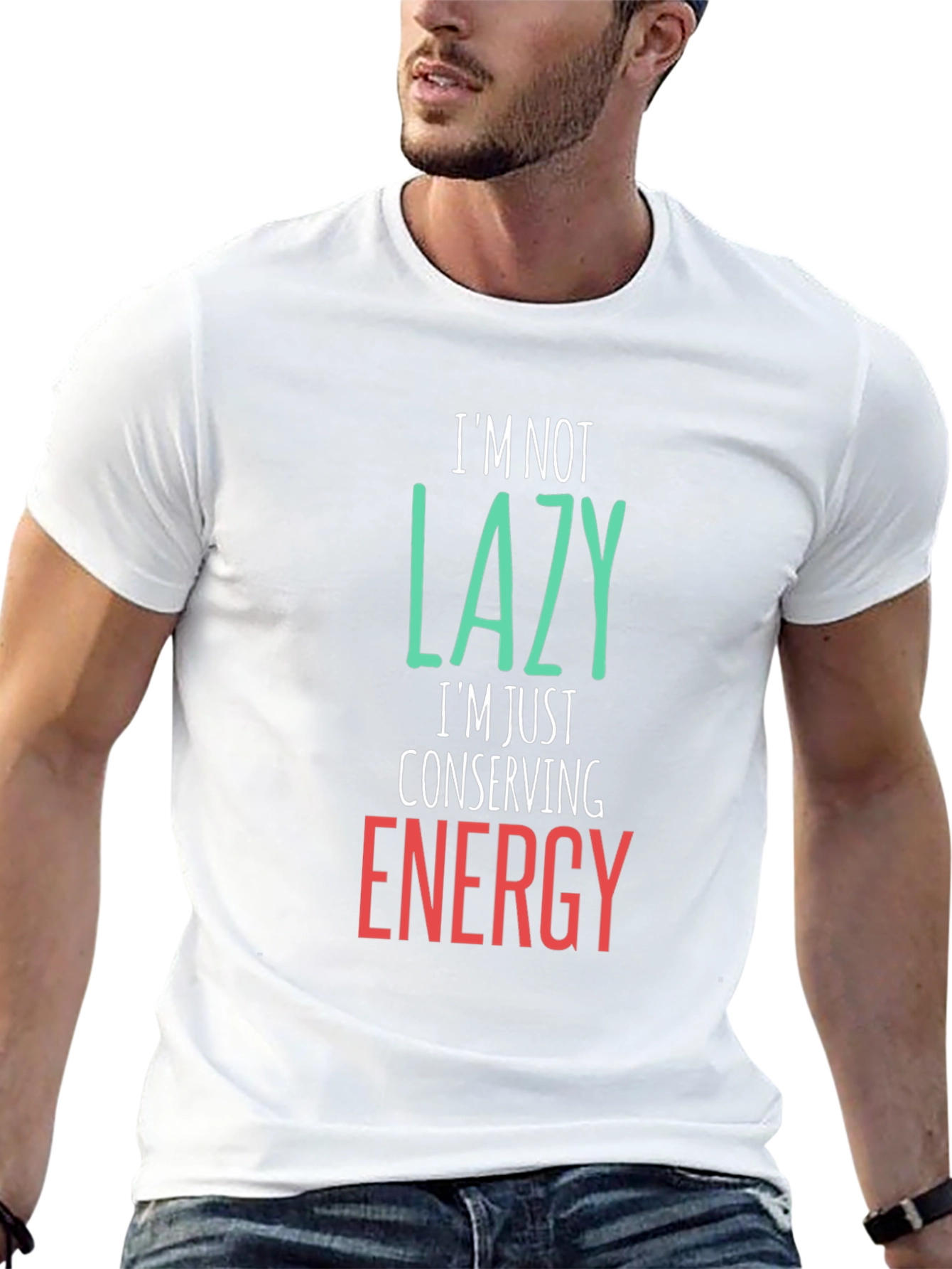 Funny Lazy Conserving Energy Graphic Tee Shirt