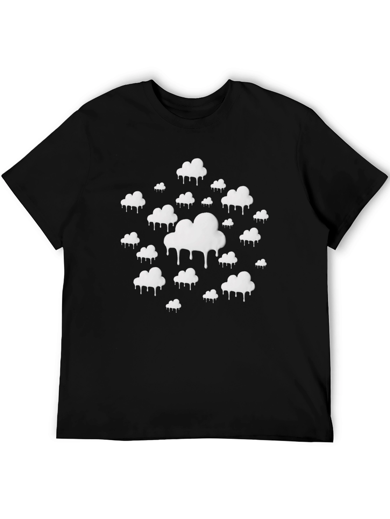 Dripping Clouds Graphic Black T-Shirt