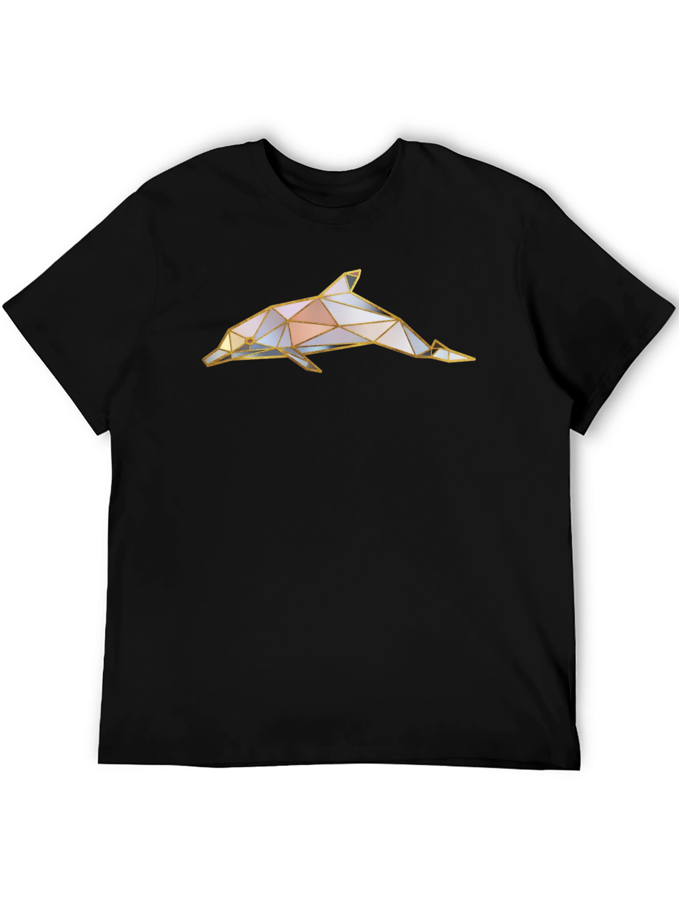 Geometric Dolphin Graphic Tee - Black