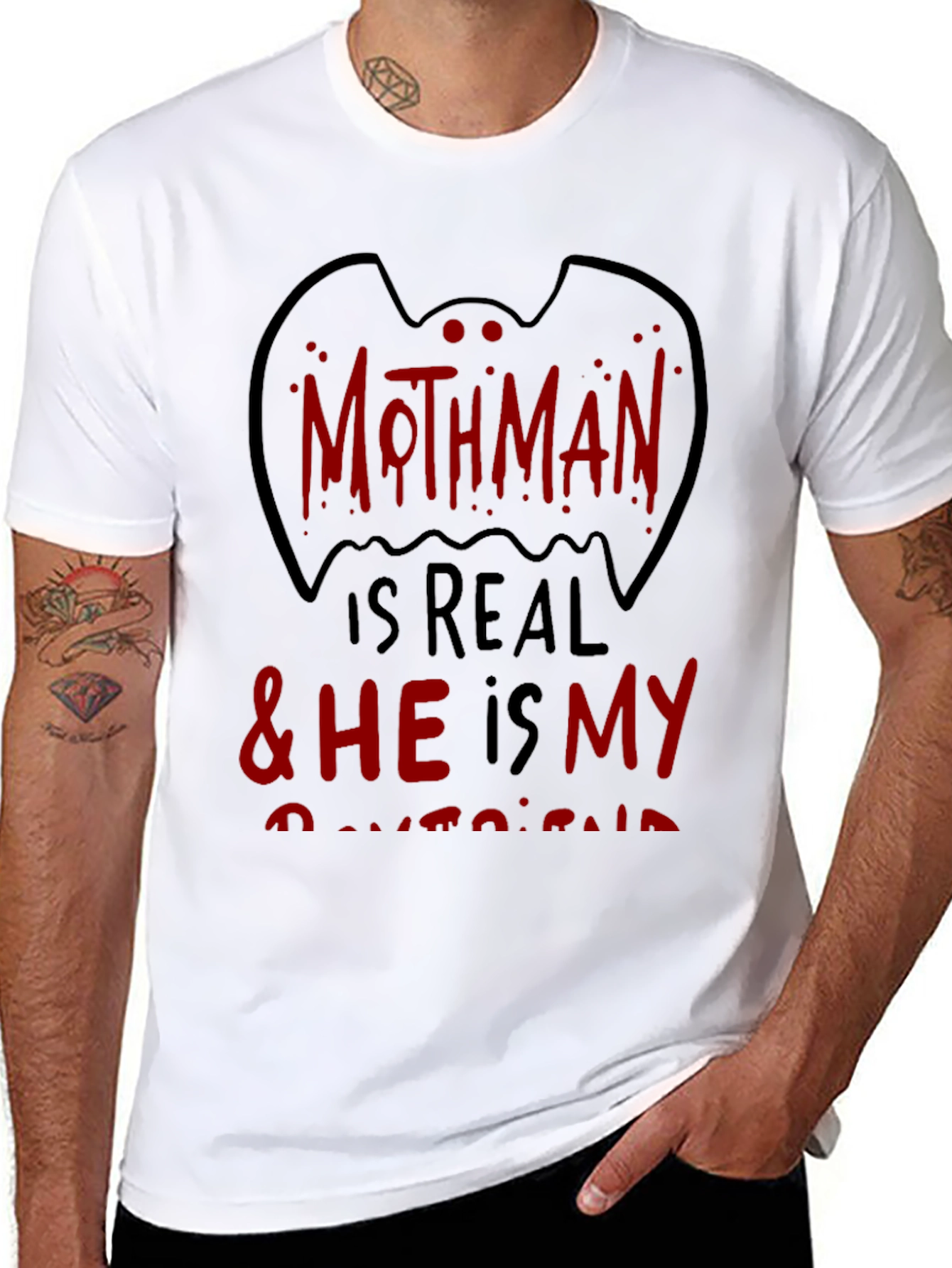 Mothman Is Real Black Graphic Tee