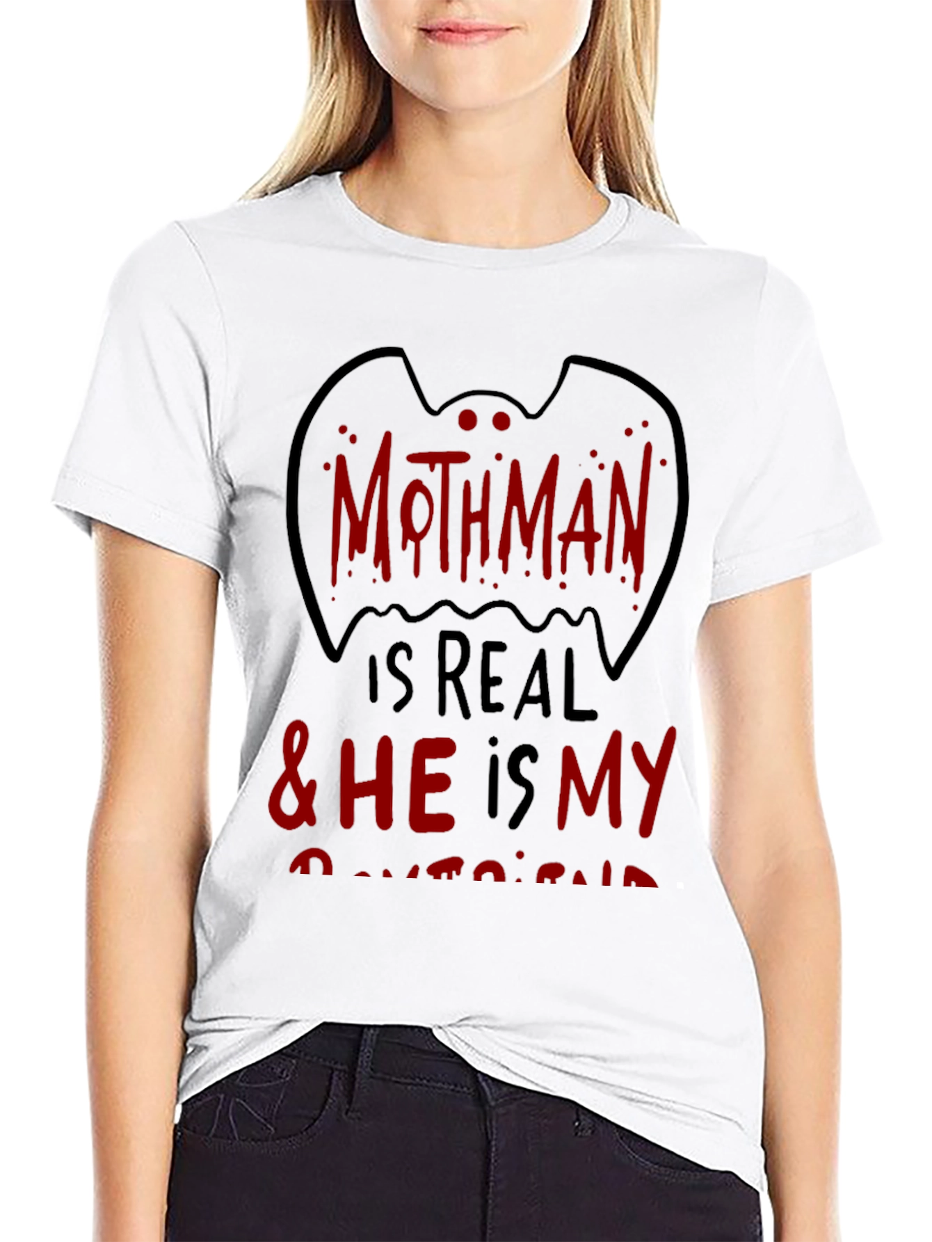 Mothman Is Real Black Graphic Tee