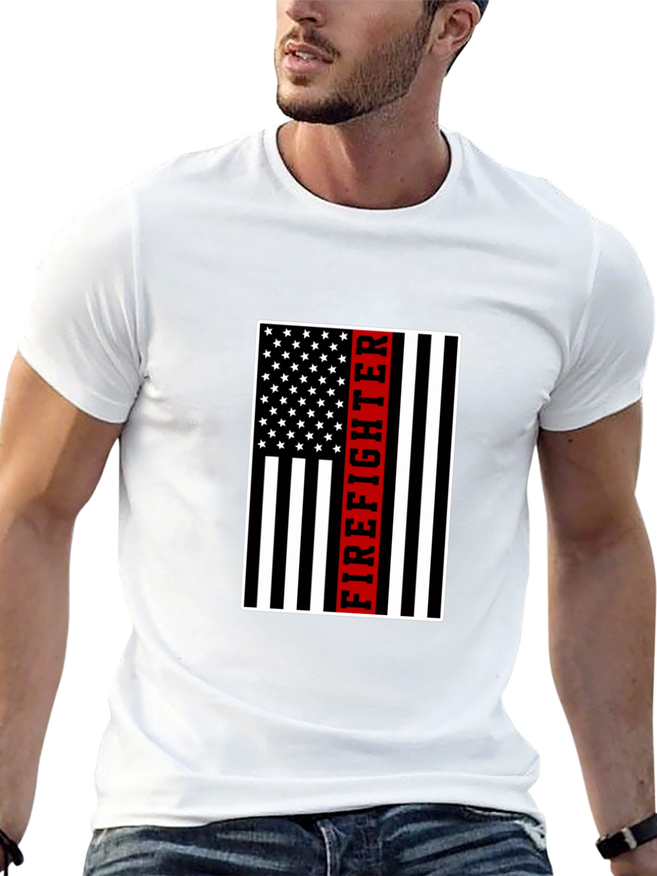 Firefighter American Flag Graphic T-Shirt