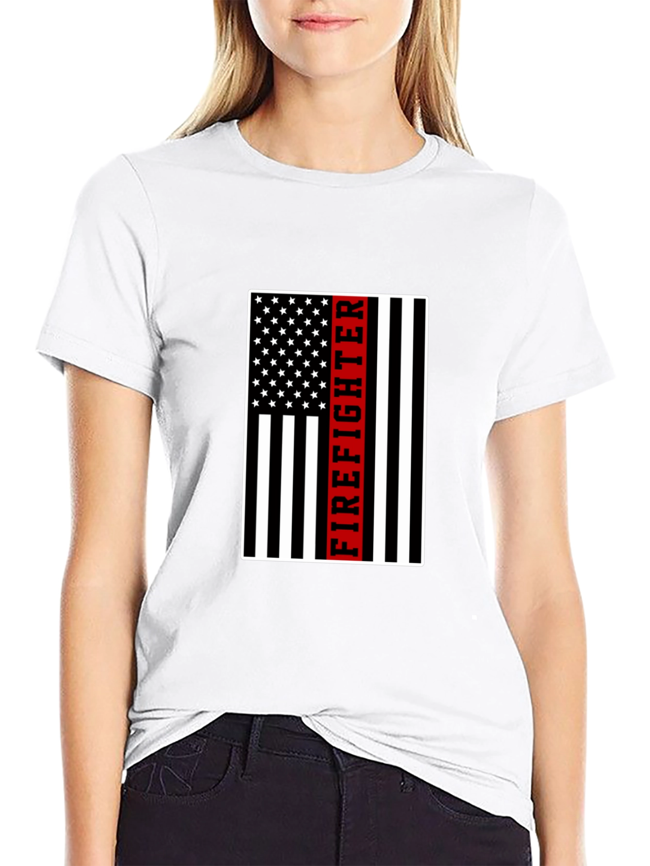 Firefighter American Flag Graphic T-Shirt
