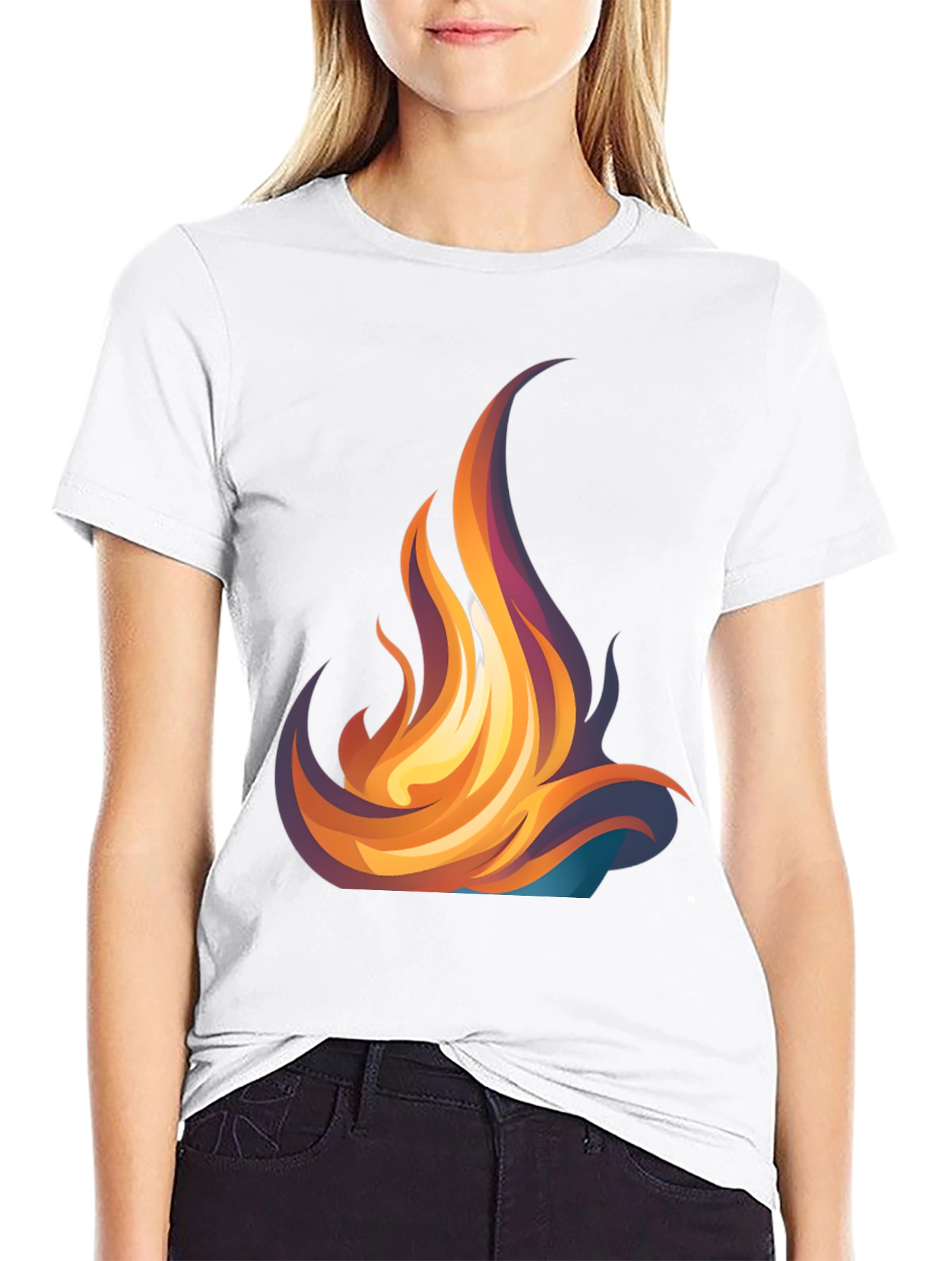 Fiery Flames Graphic Tee - Bold Black T-Shirt