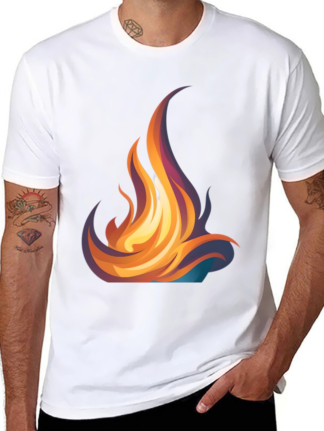 Fiery Flames Graphic Tee - Bold Black T-Shirt