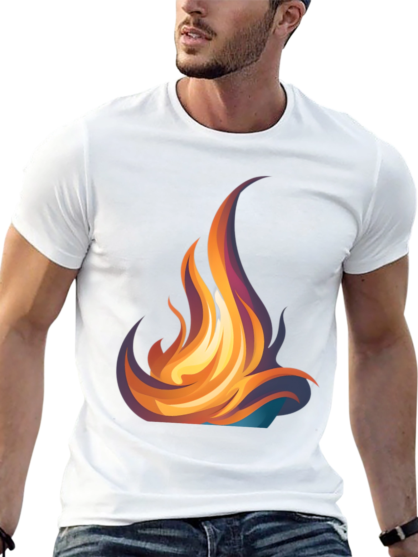Fiery Flames Graphic Tee - Bold Black T-Shirt