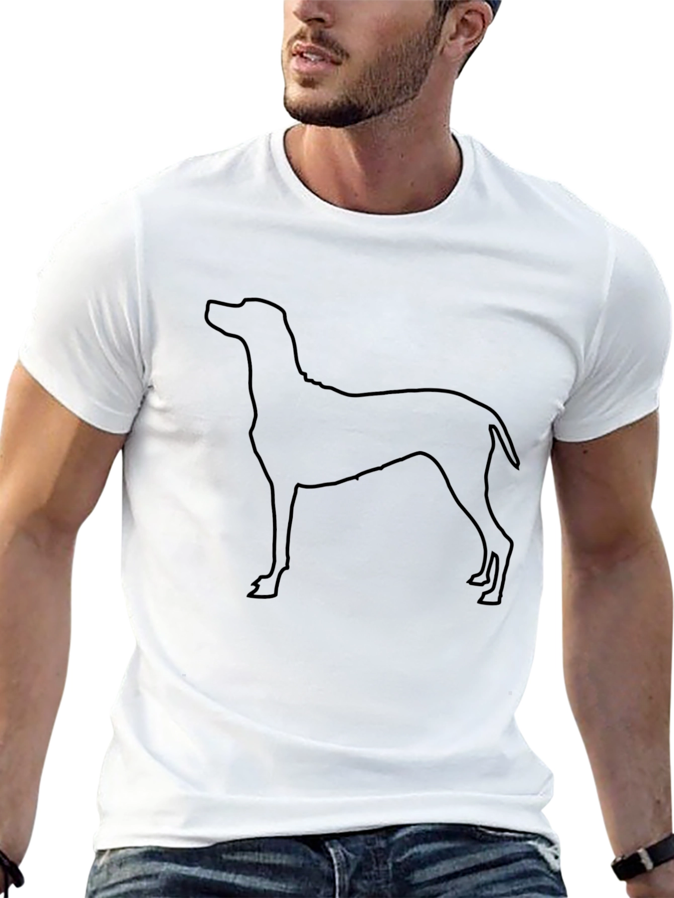 Dog Outline Black T-Shirt for Men