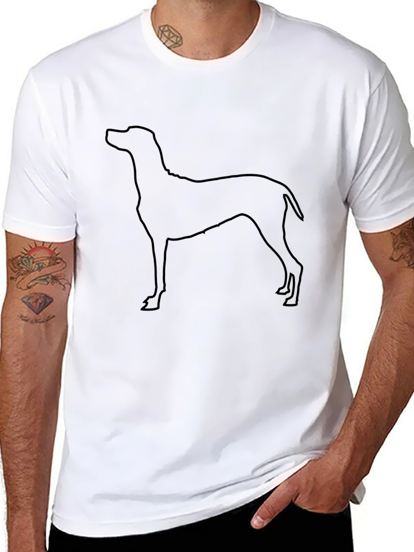 Dog Outline Black T-Shirt for Men
