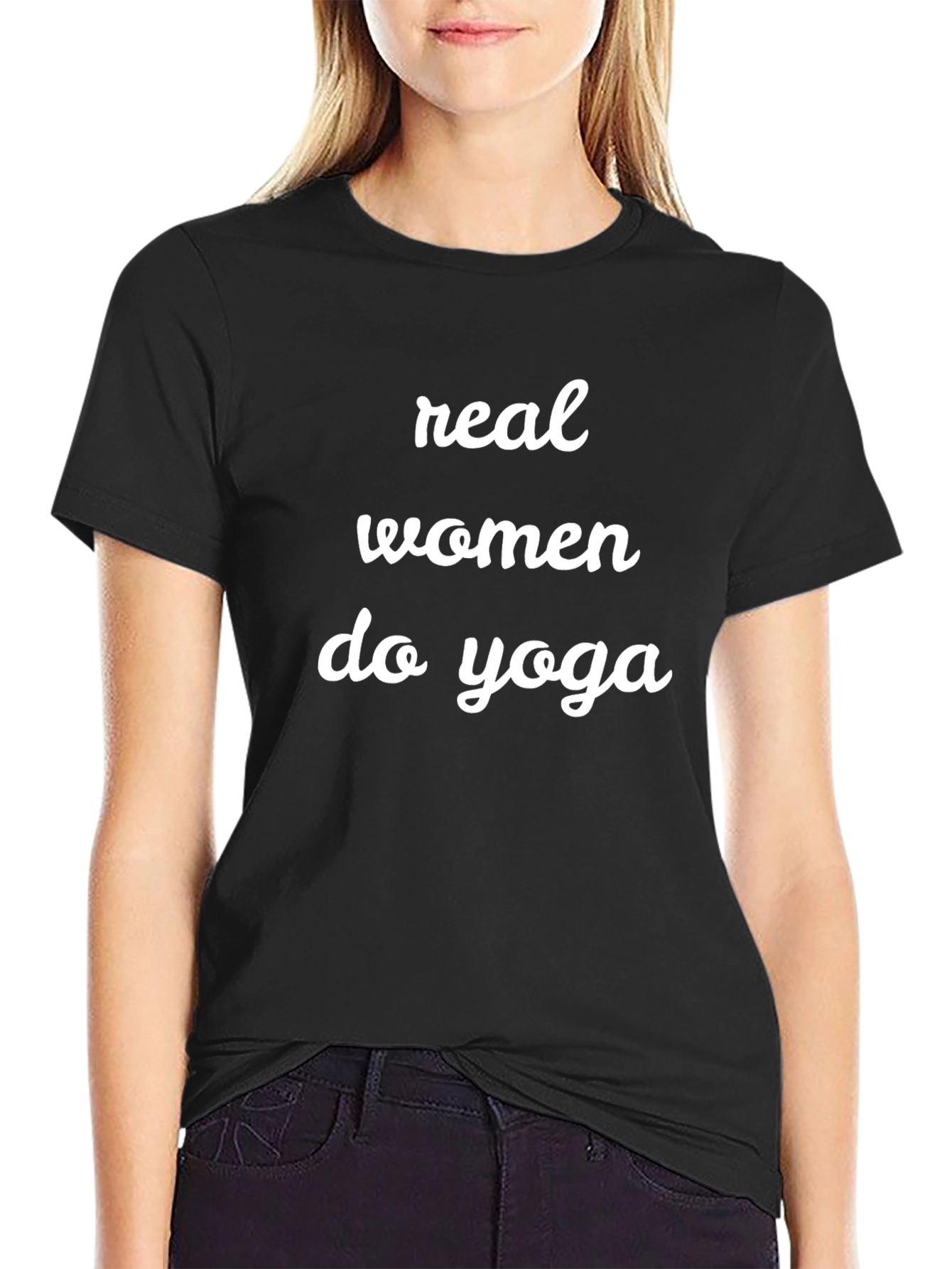Real Women Do Yoga Black Graphic Tee