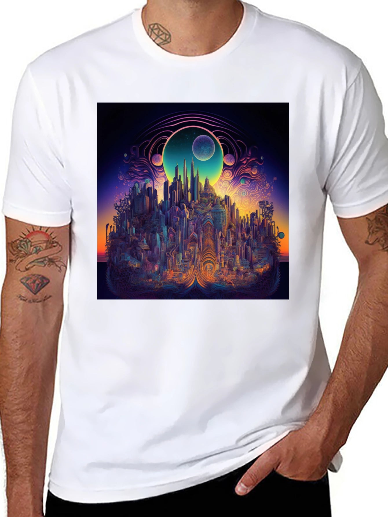 Psychedelic Cityscape Graphic Tee