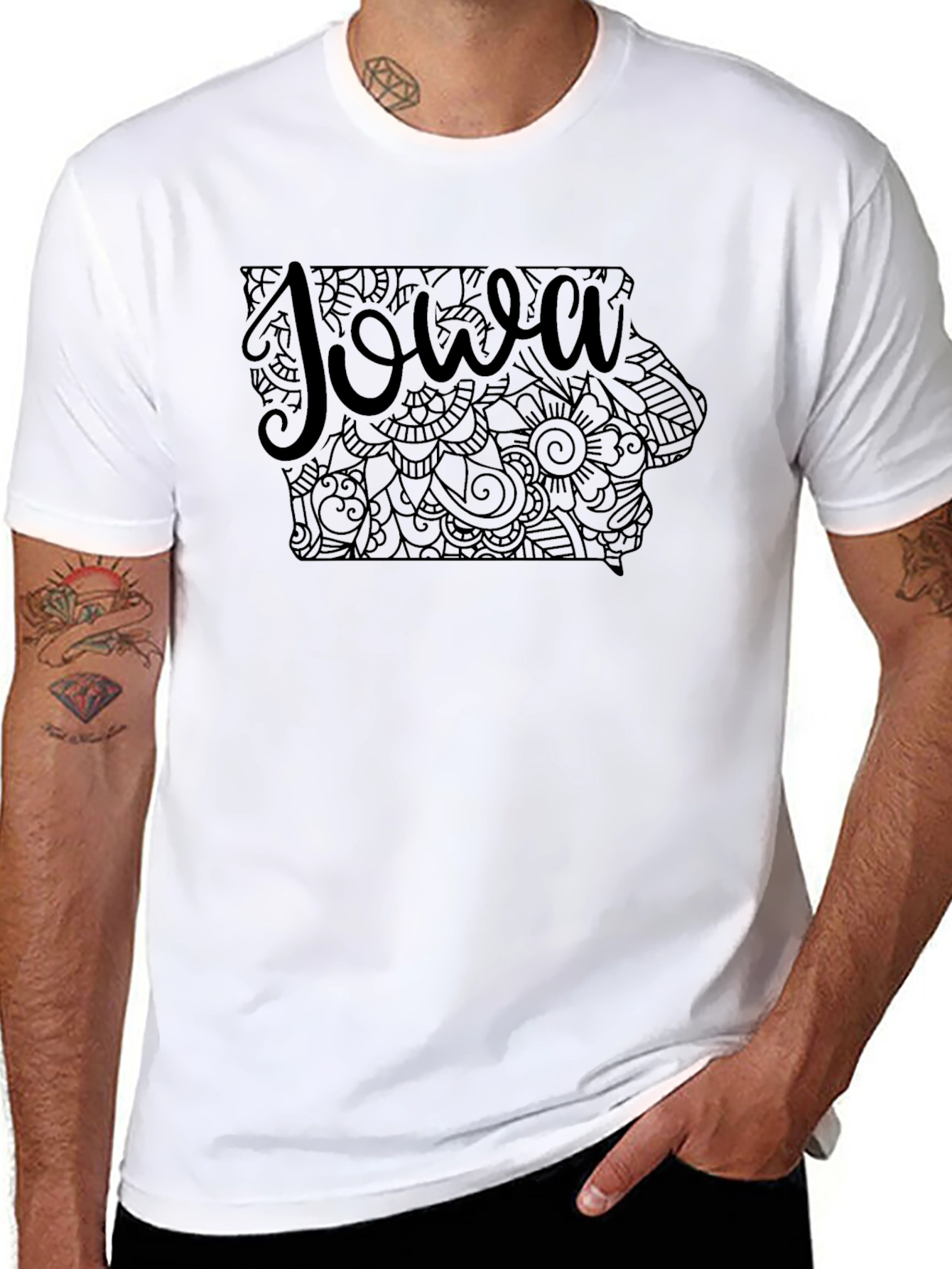 Iowa State Map T-Shirt - Black Graphic Tee