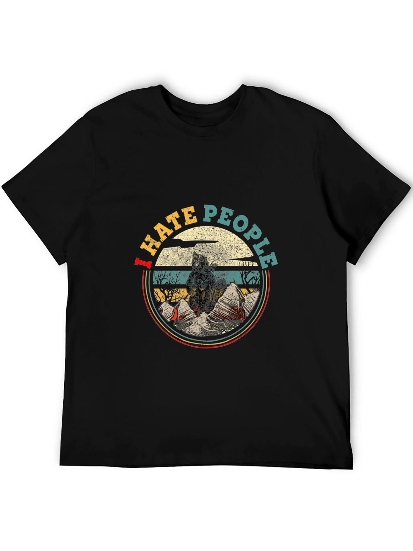 Hate People T-Shirt - Retro Bear Design