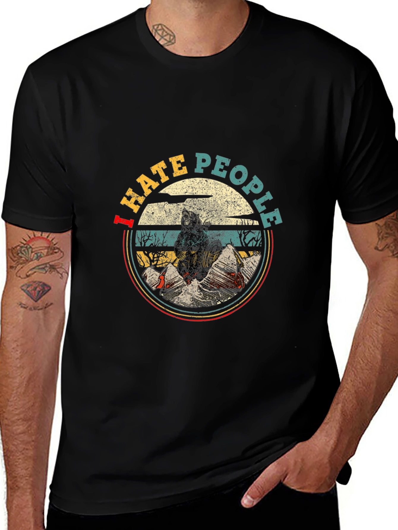 Hate People T-Shirt - Retro Bear Design
