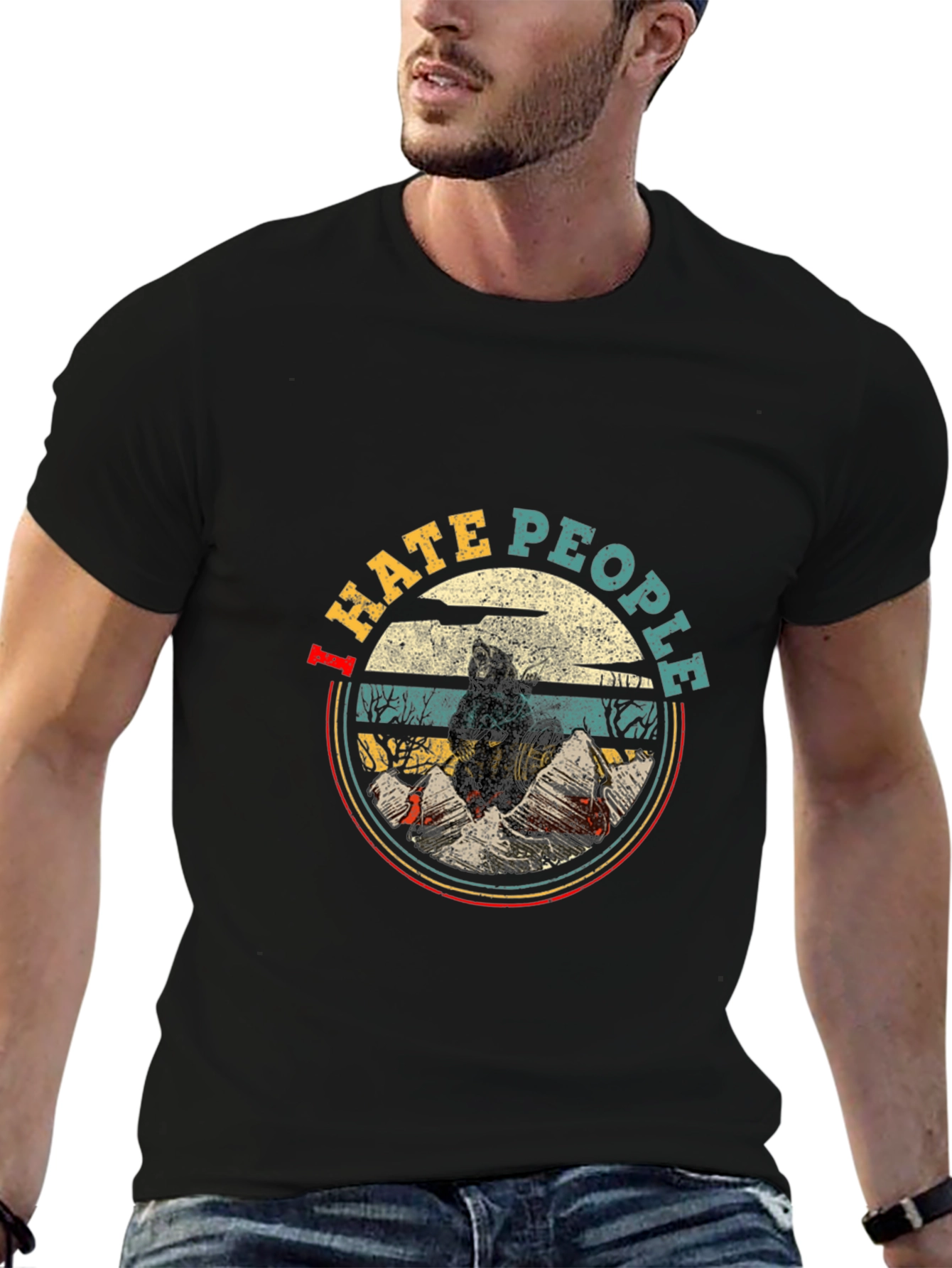Hate People T-Shirt - Retro Bear Design