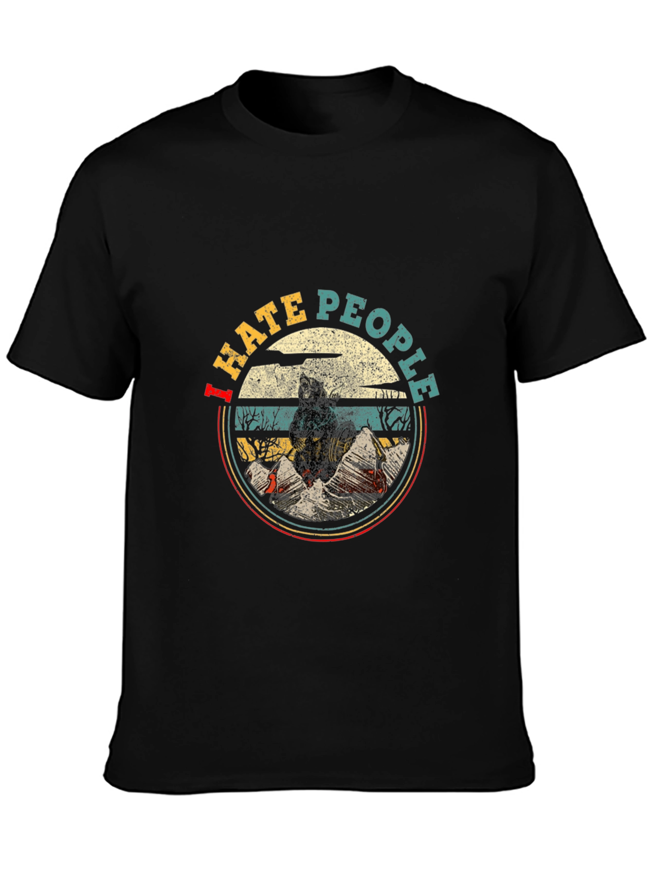 Hate People T-Shirt - Retro Bear Design