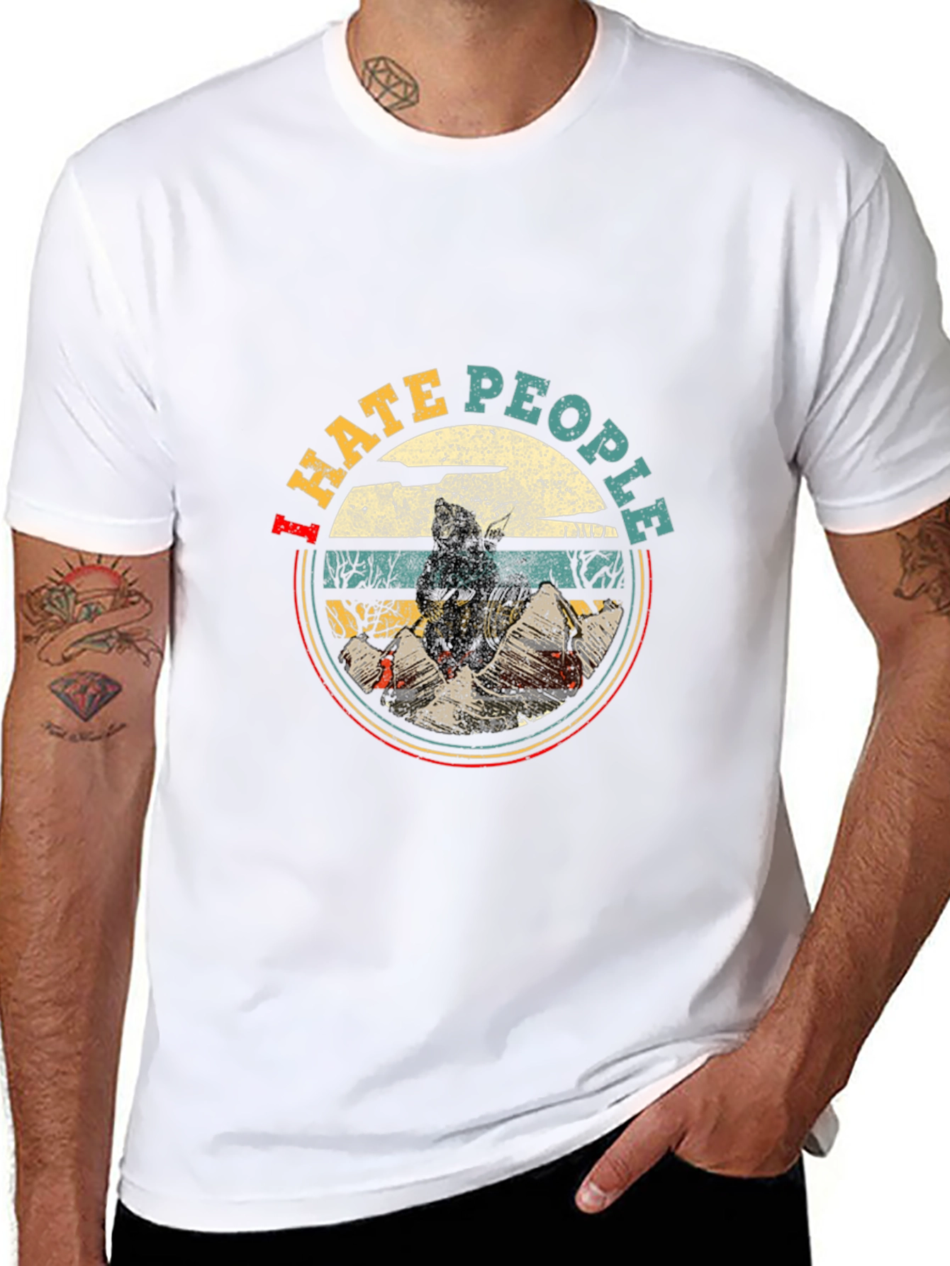 Hate People T-Shirt - Retro Bear Design