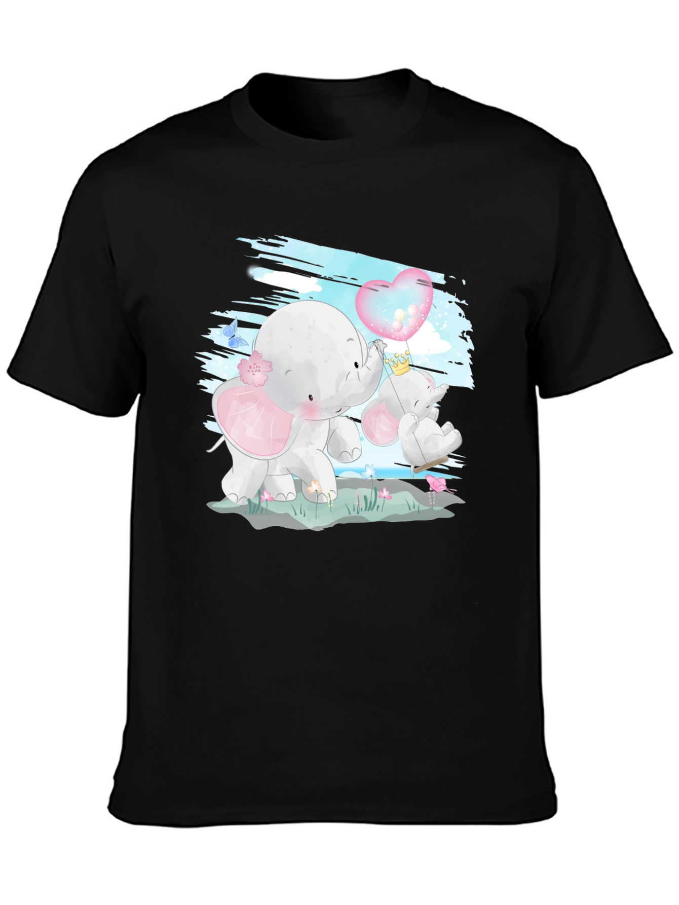 Cute Elephant Heart Balloon Graphic Tee
