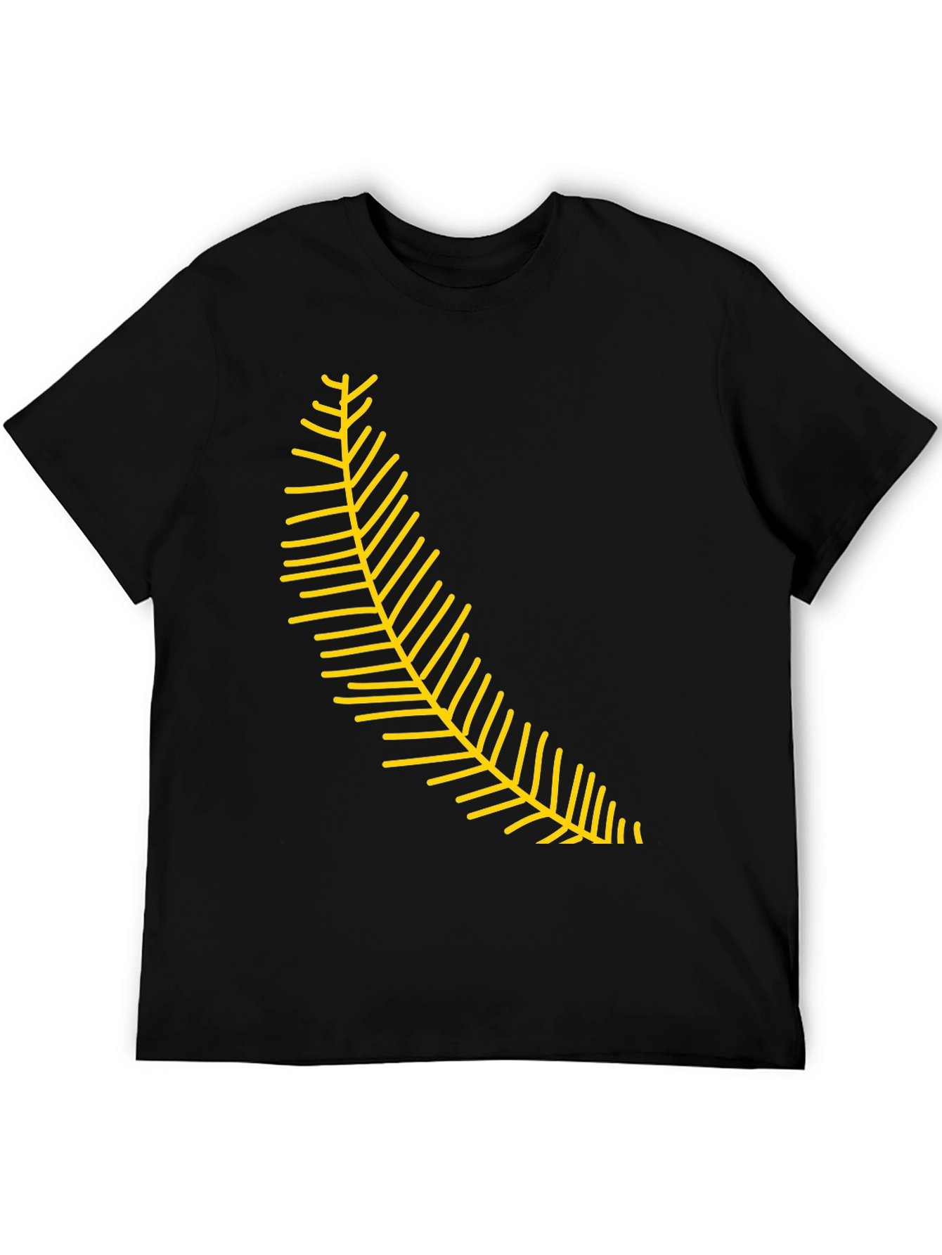 Black Tee with Yellow Fern Graphic