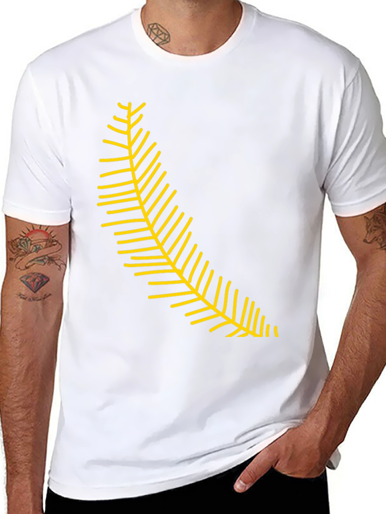 Black Tee with Yellow Fern Graphic