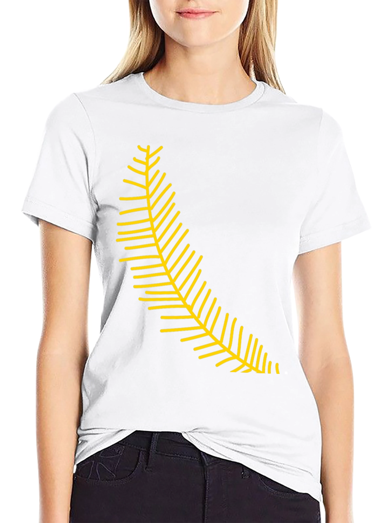 Black Tee with Yellow Fern Graphic