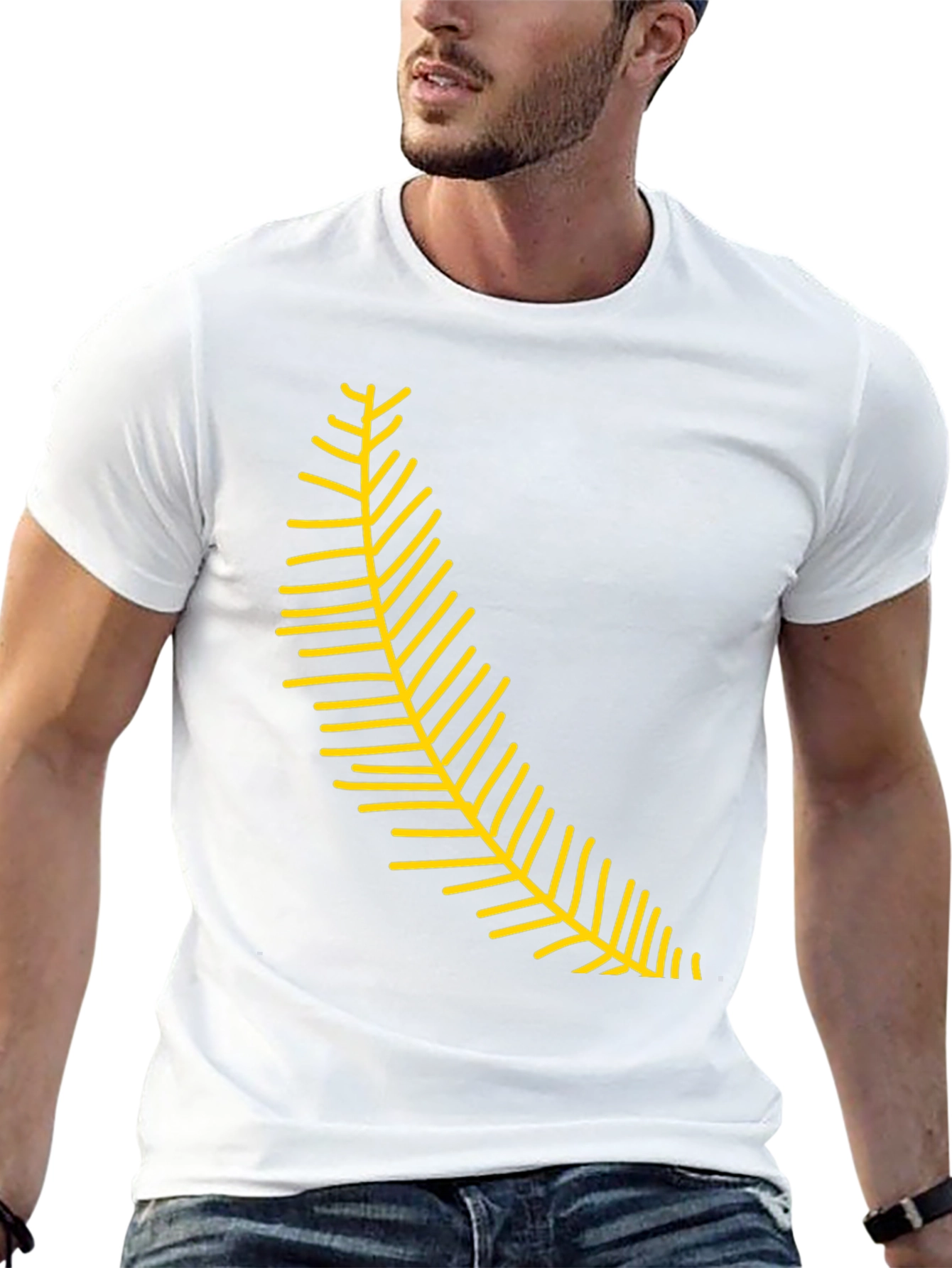 Black Tee with Yellow Fern Graphic